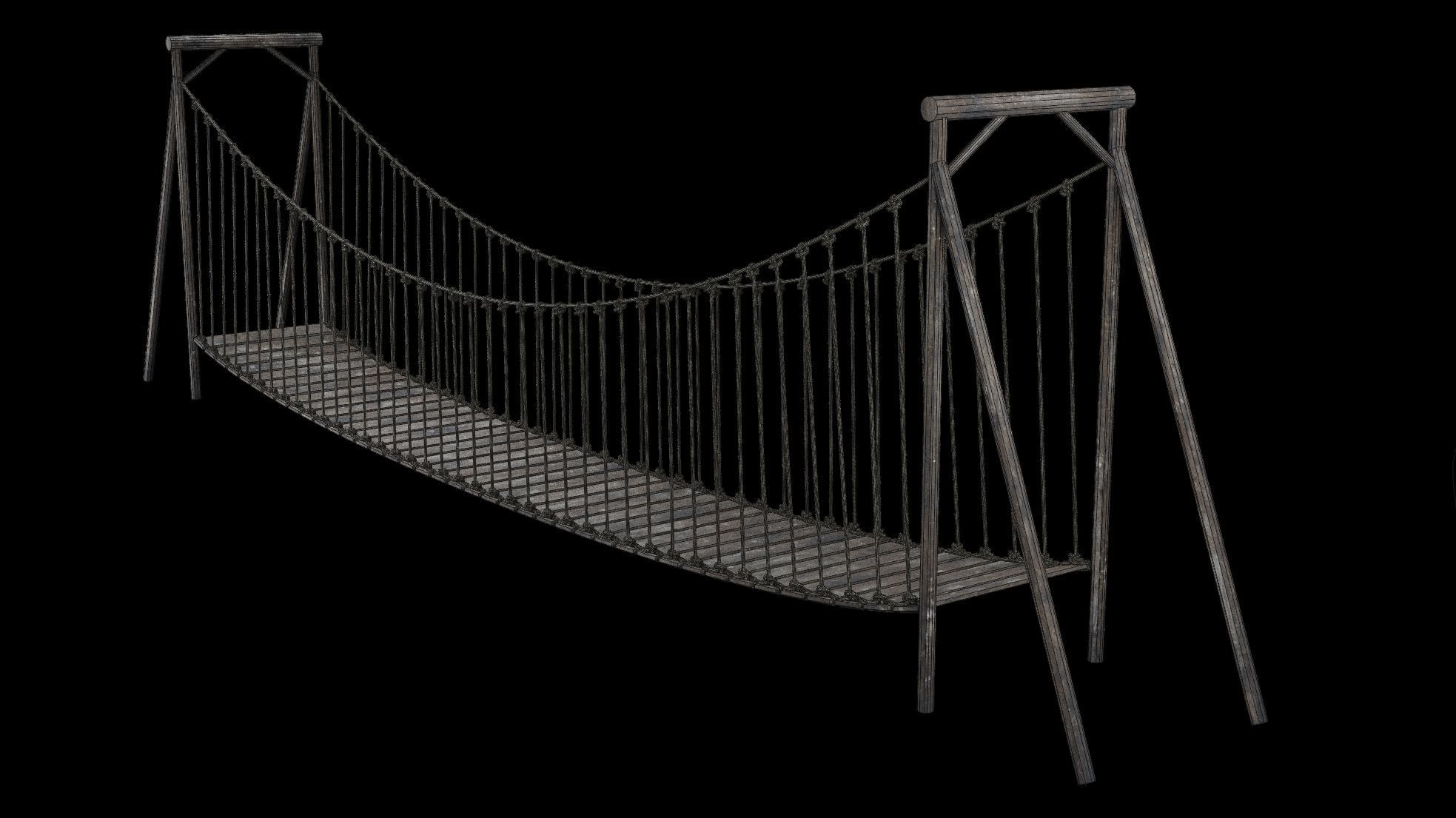 ROPE BRIDGE JUNGLE TRACK PIER HANGING PLATFORM COLLECTION Low-poly 3D model_36