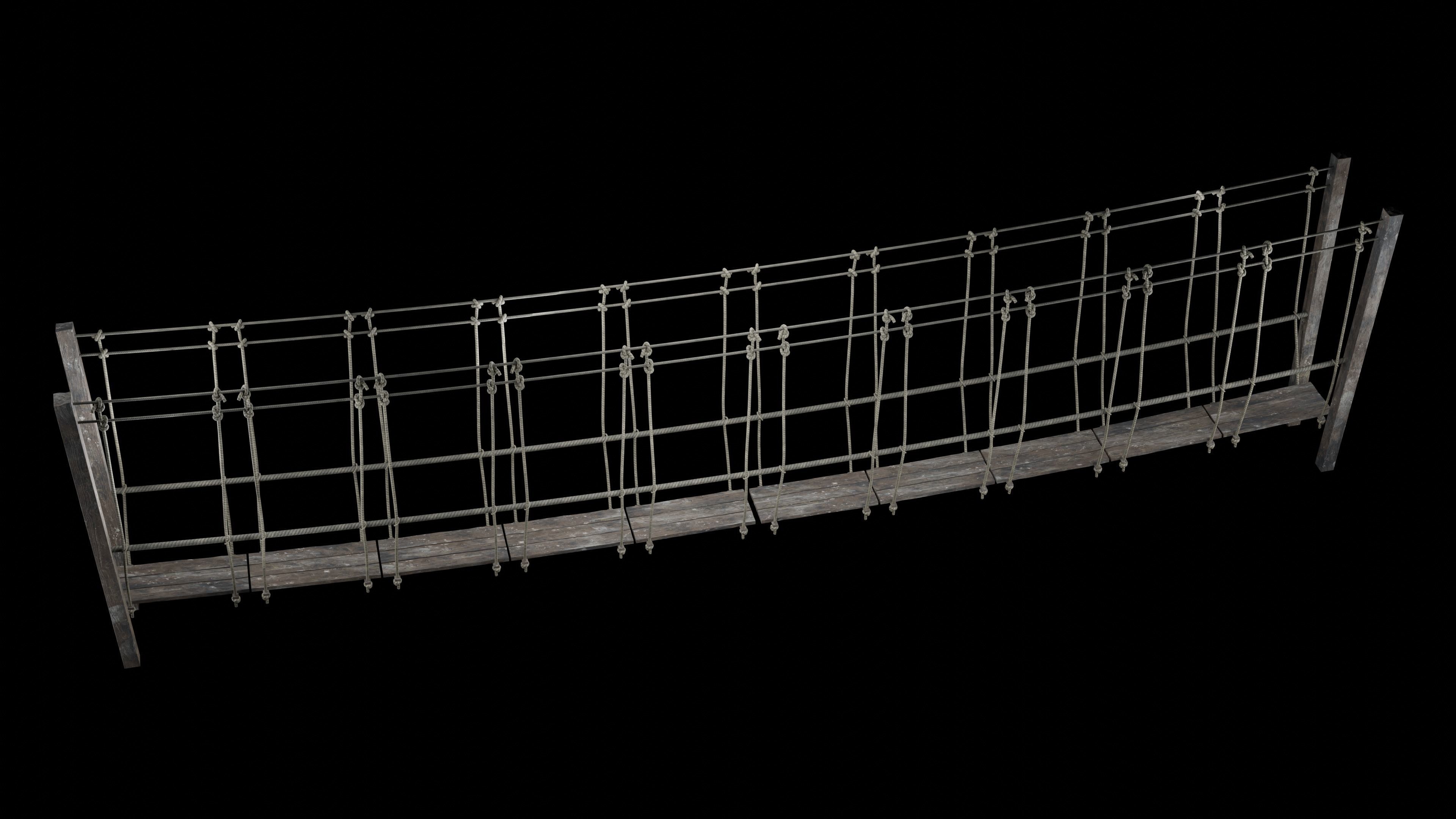 ROPE BRIDGE JUNGLE TRACK PIER HANGING PLATFORM COLLECTION Low-poly 3D model_22