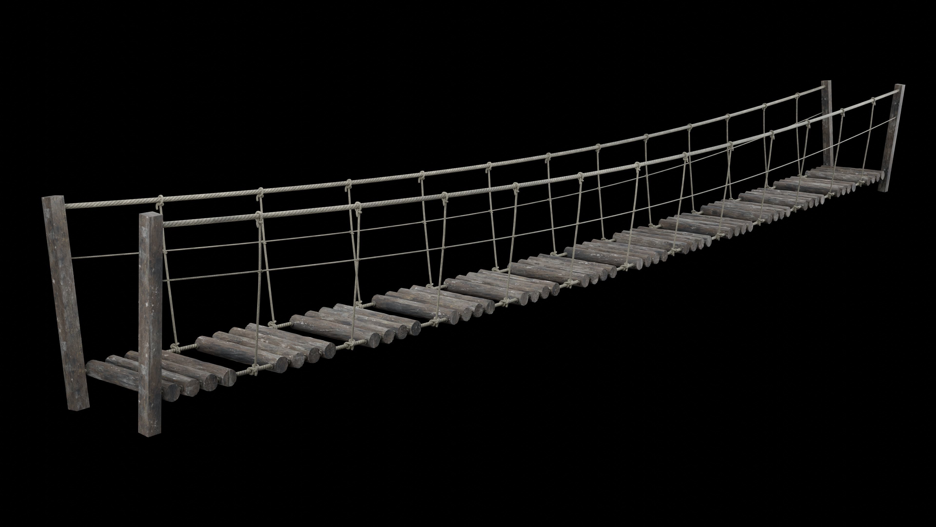 ROPE BRIDGE JUNGLE TRACK PIER HANGING PLATFORM COLLECTION Low-poly 3D model_12
