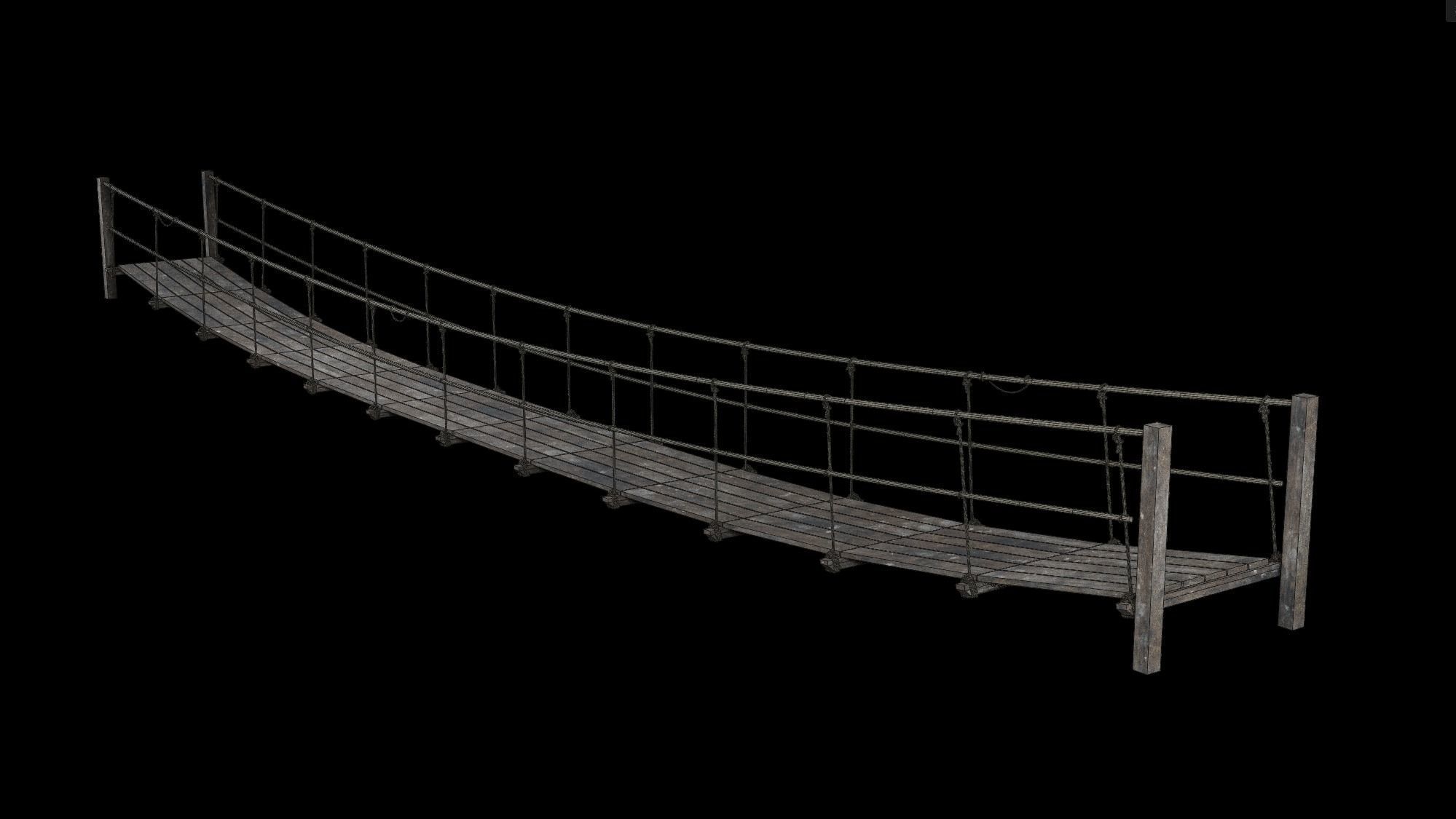 ROPE BRIDGE JUNGLE TRACK PIER HANGING PLATFORM COLLECTION Low-poly 3D model_34