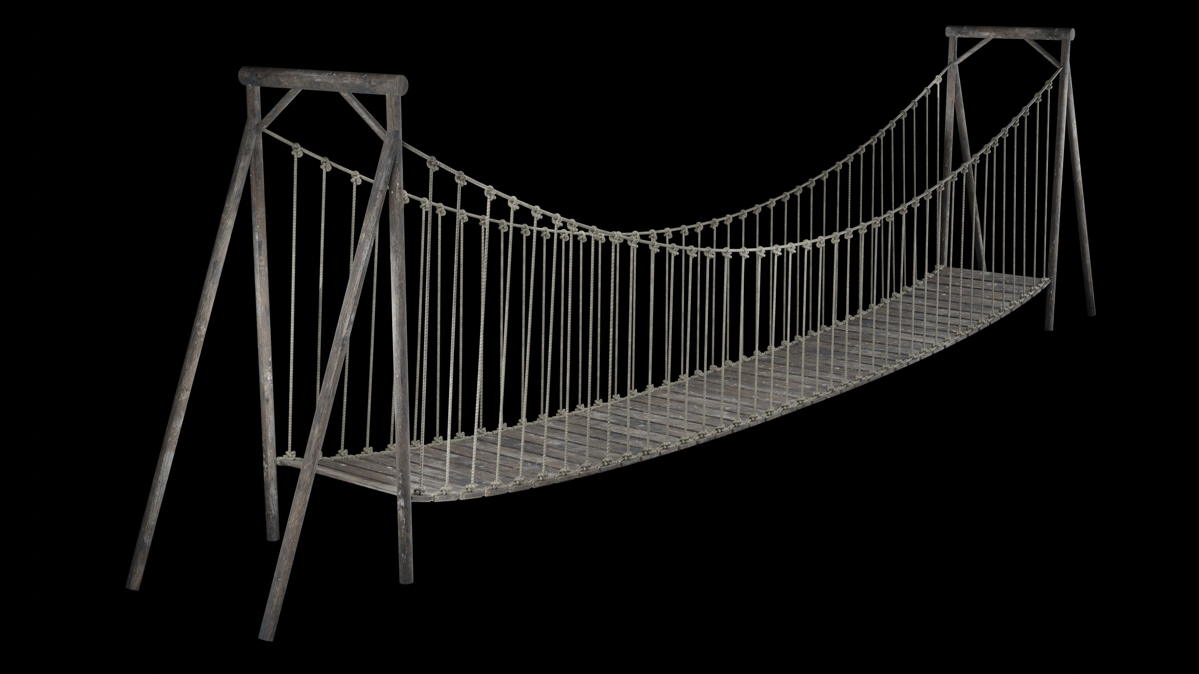 ROPE BRIDGE JUNGLE TRACK PIER HANGING PLATFORM COLLECTION Low-poly 3D model_18