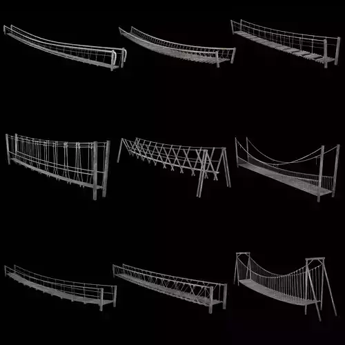 ROPE BRIDGE JUNGLE TRACK PIER HANGING PLATFORM COLLECTION Low-poly 3D model