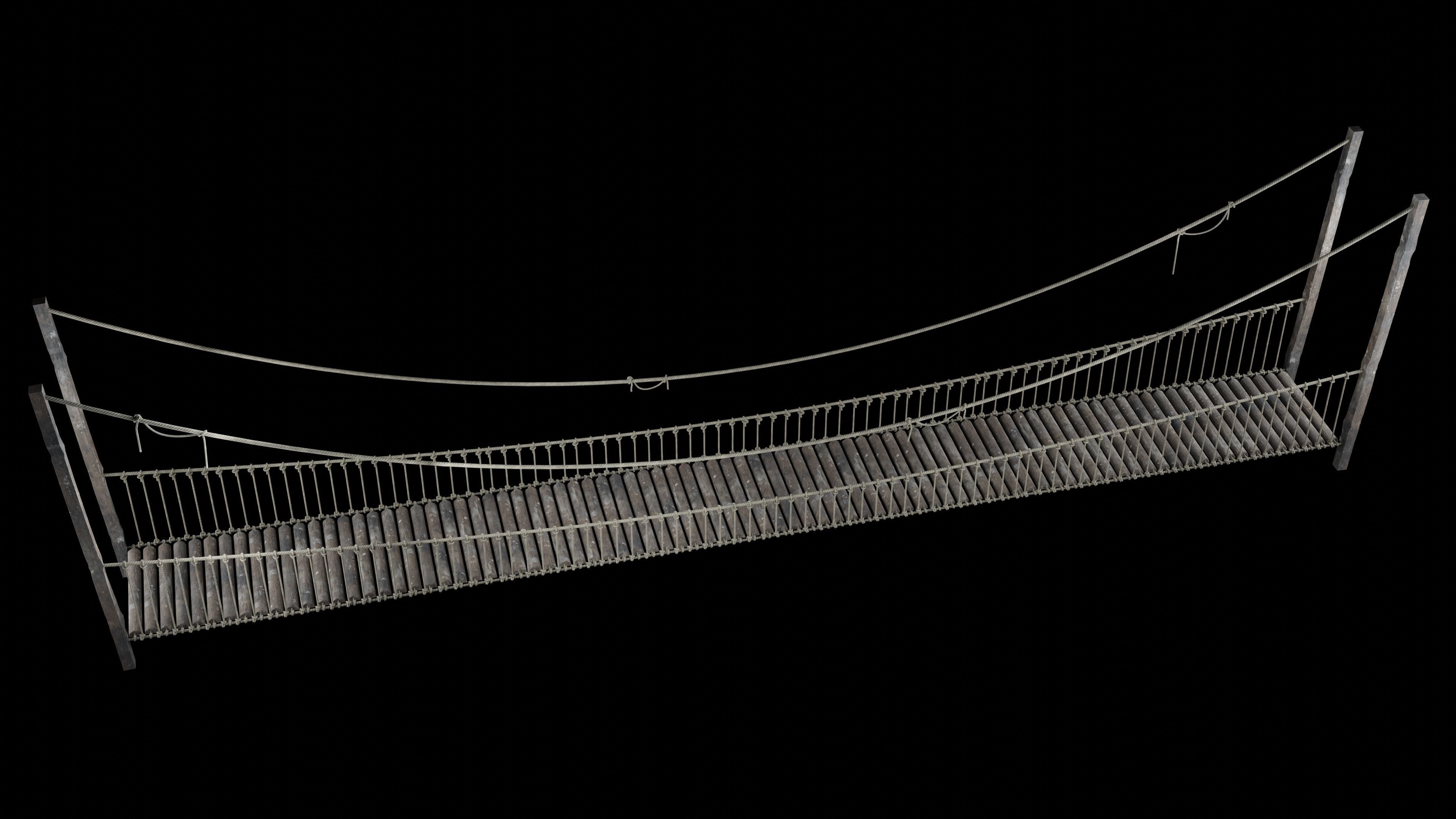 ROPE BRIDGE JUNGLE TRACK PIER HANGING PLATFORM COLLECTION Low-poly 3D model_24