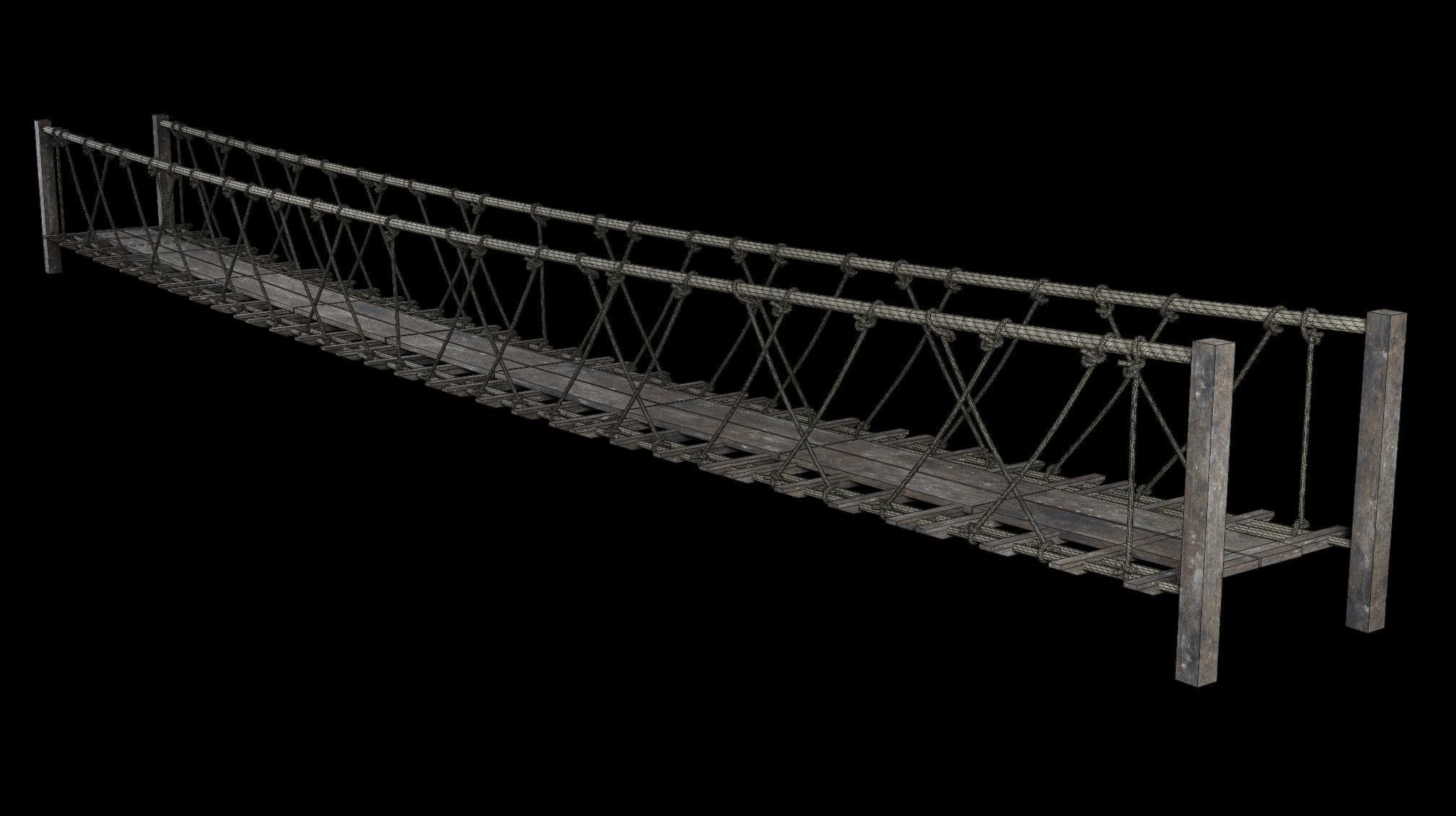 ROPE BRIDGE JUNGLE TRACK PIER HANGING PLATFORM COLLECTION Low-poly 3D model_35