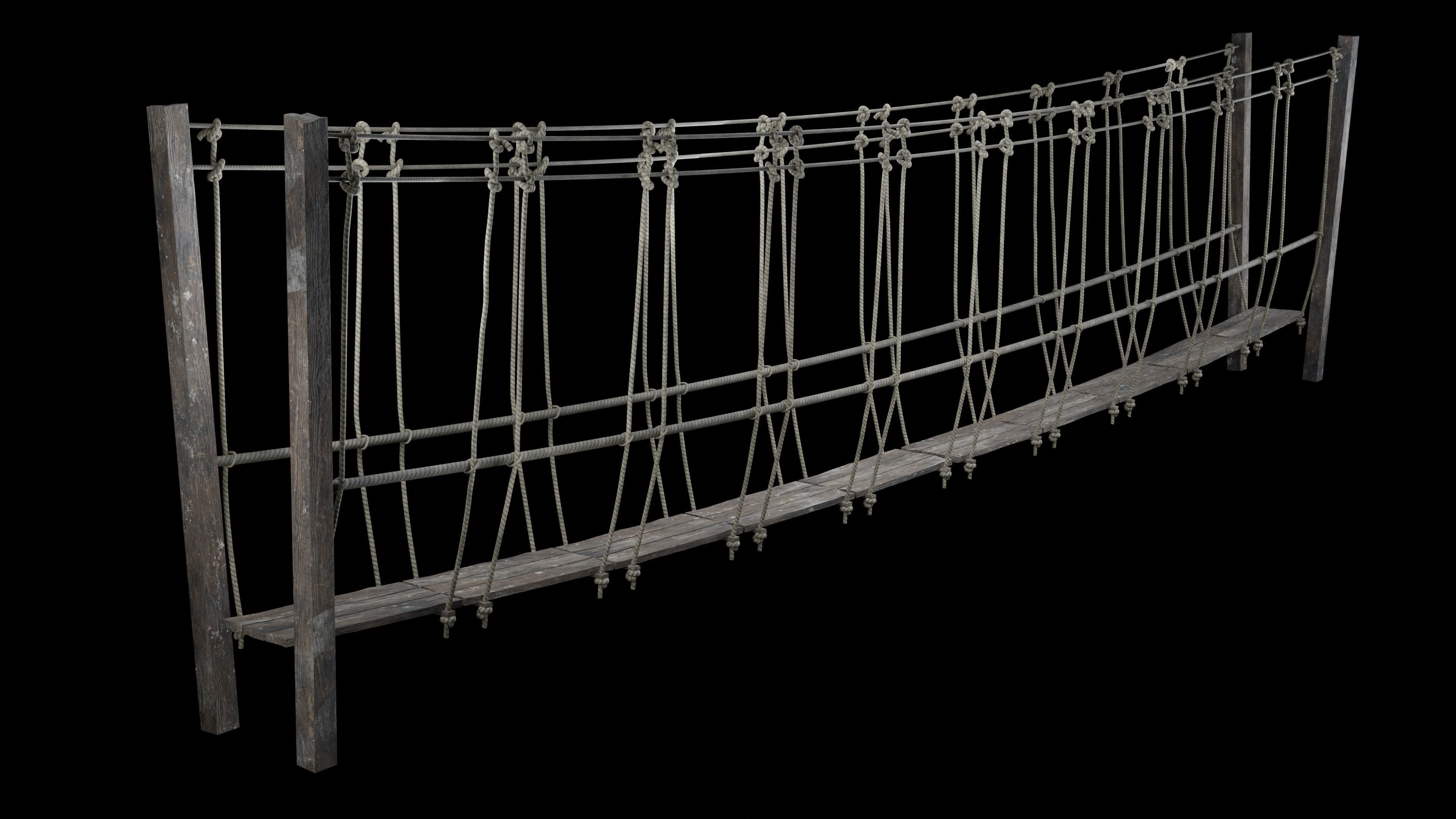 ROPE BRIDGE JUNGLE TRACK PIER HANGING PLATFORM COLLECTION Low-poly 3D model_13