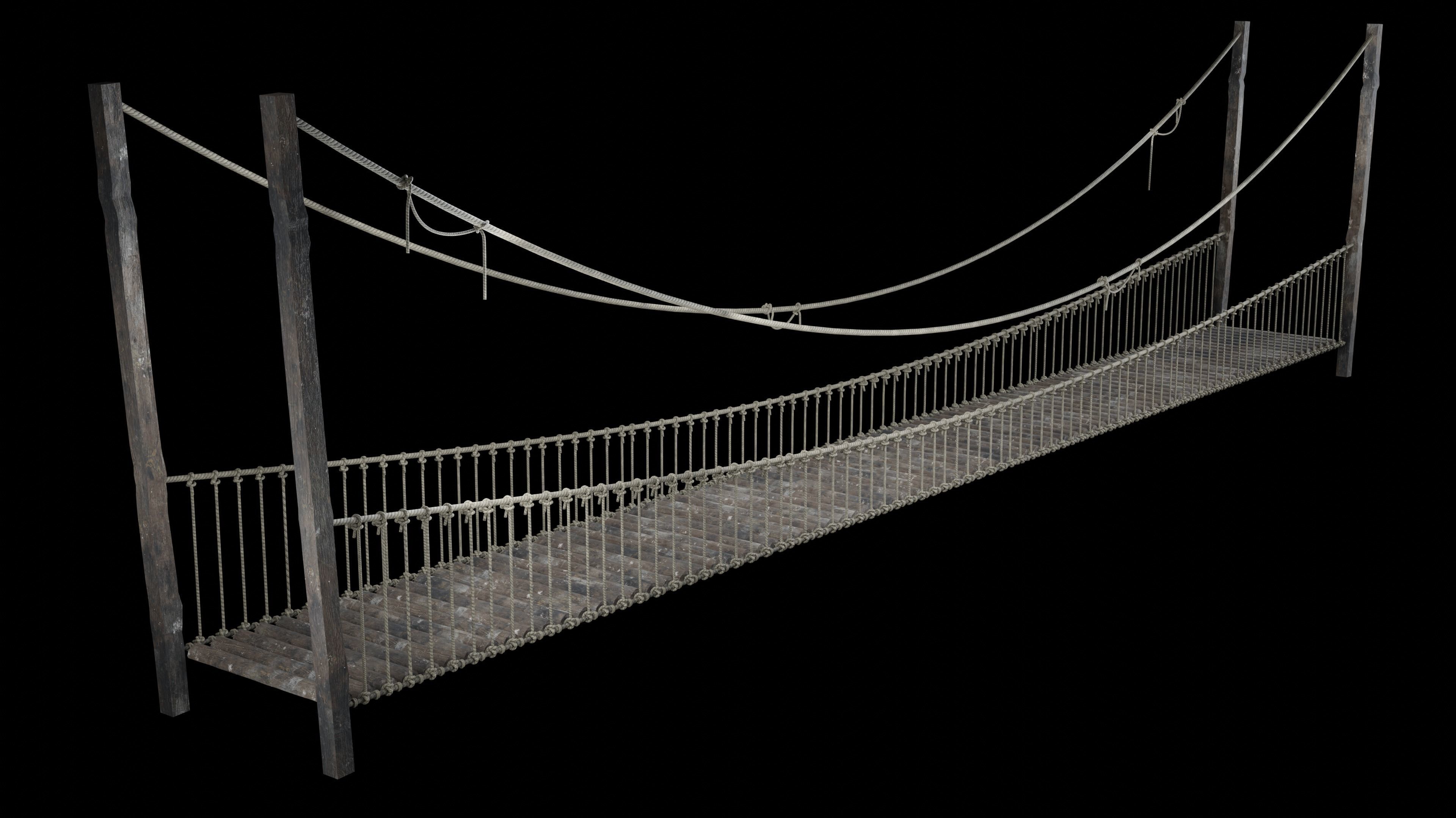 ROPE BRIDGE JUNGLE TRACK PIER HANGING PLATFORM COLLECTION Low-poly 3D model_15