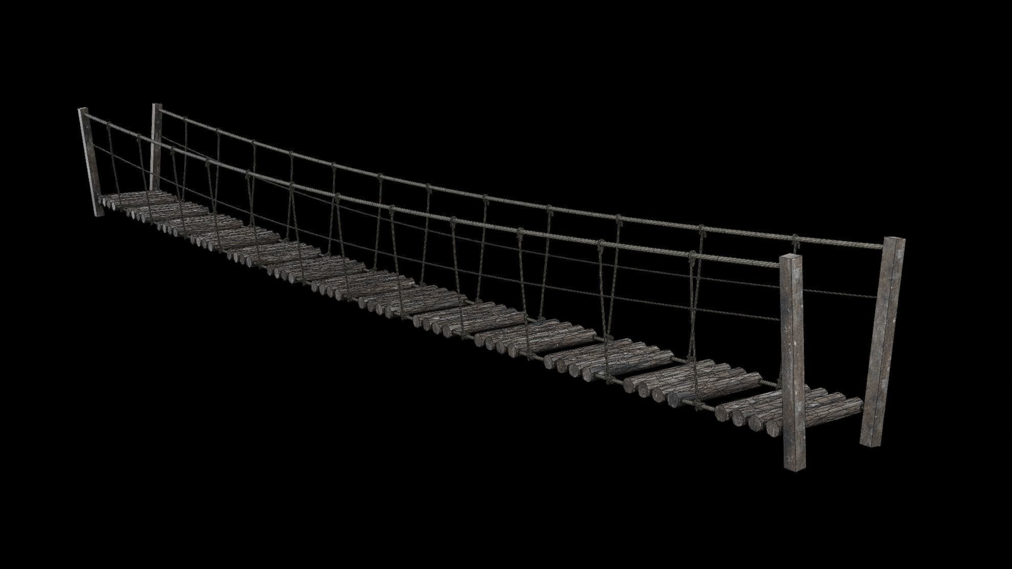 ROPE BRIDGE JUNGLE TRACK PIER HANGING PLATFORM COLLECTION Low-poly 3D model_30