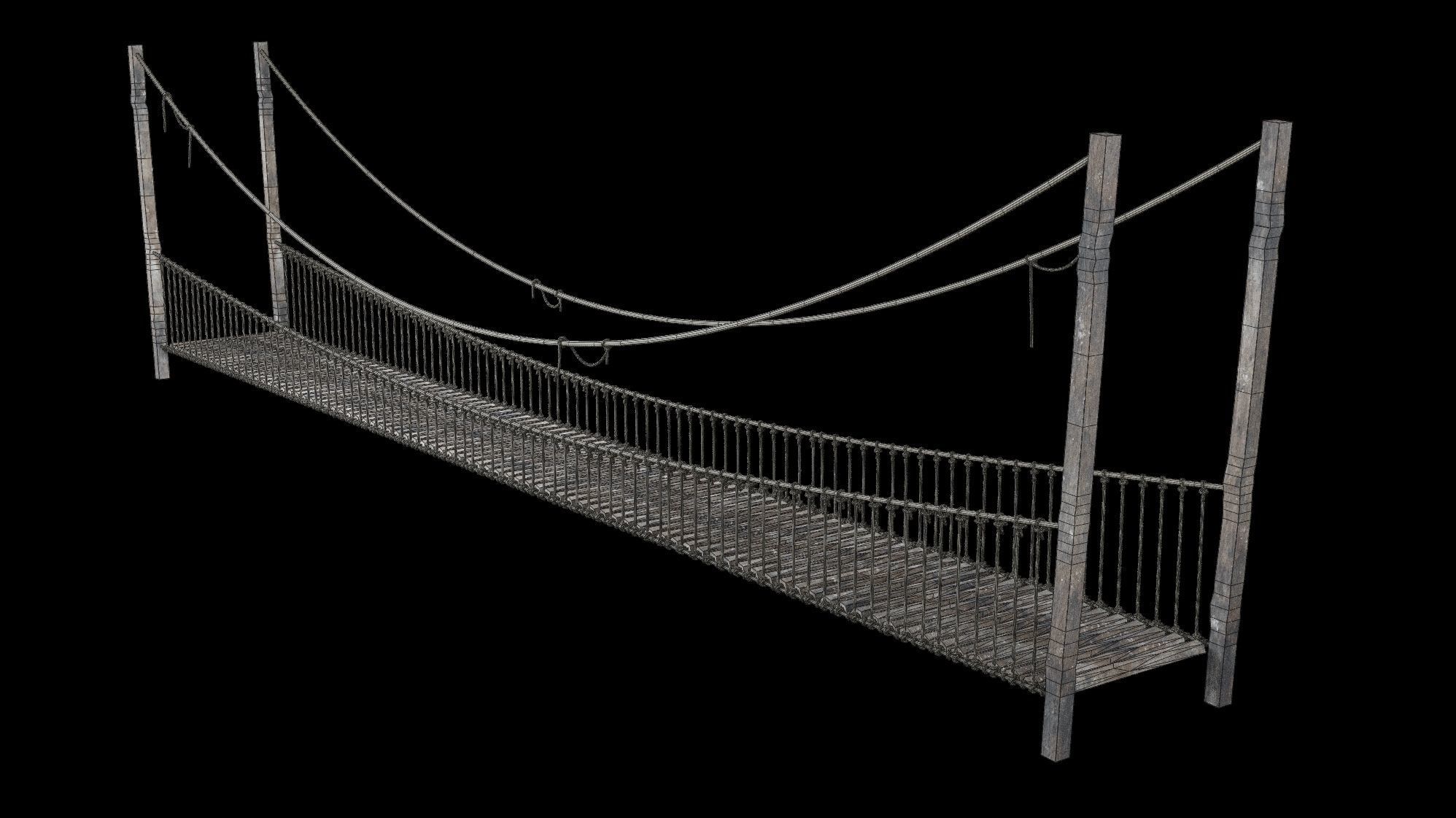 ROPE BRIDGE JUNGLE TRACK PIER HANGING PLATFORM COLLECTION Low-poly 3D model_33