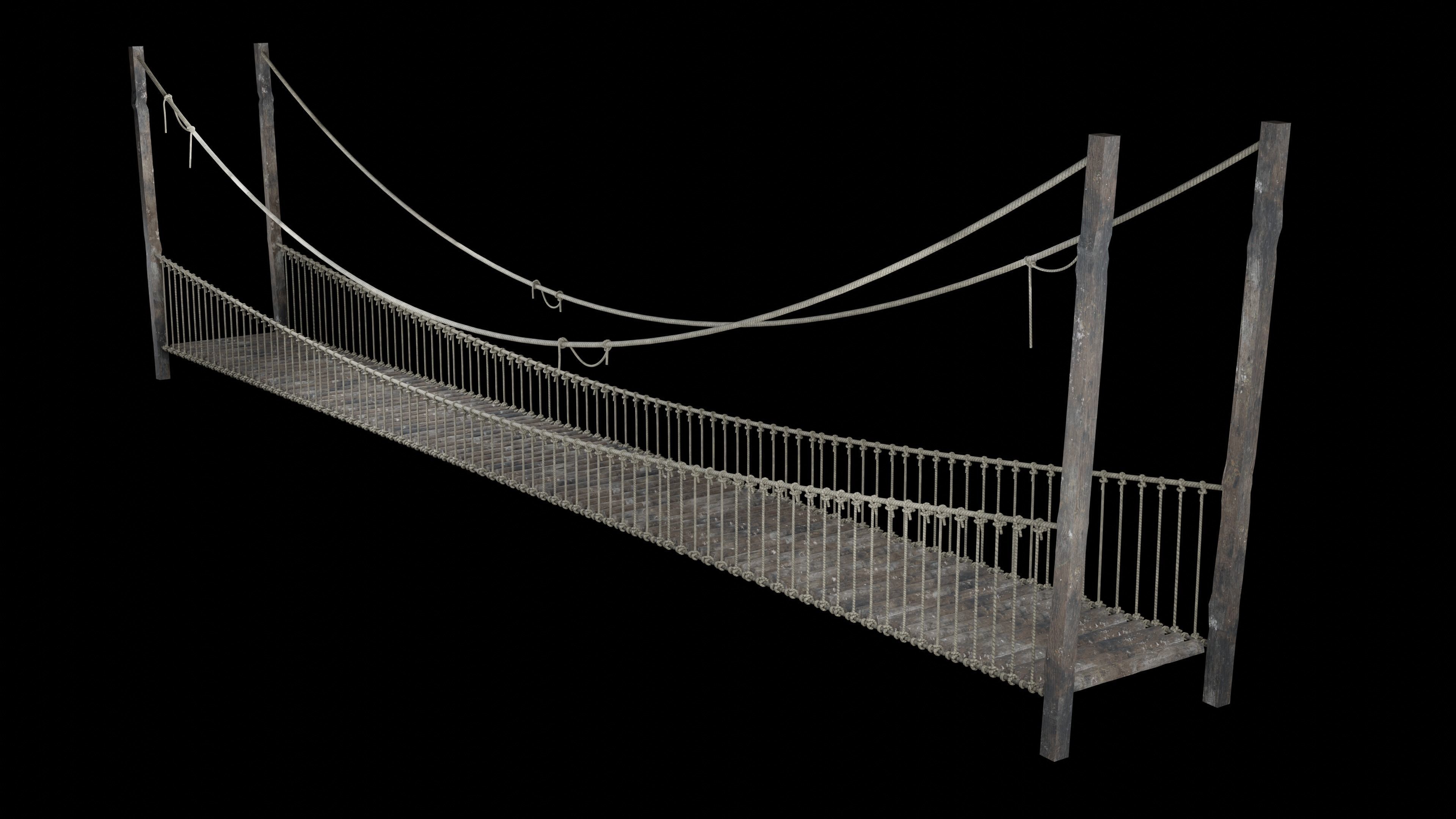ROPE BRIDGE JUNGLE TRACK PIER HANGING PLATFORM COLLECTION Low-poly 3D model_6