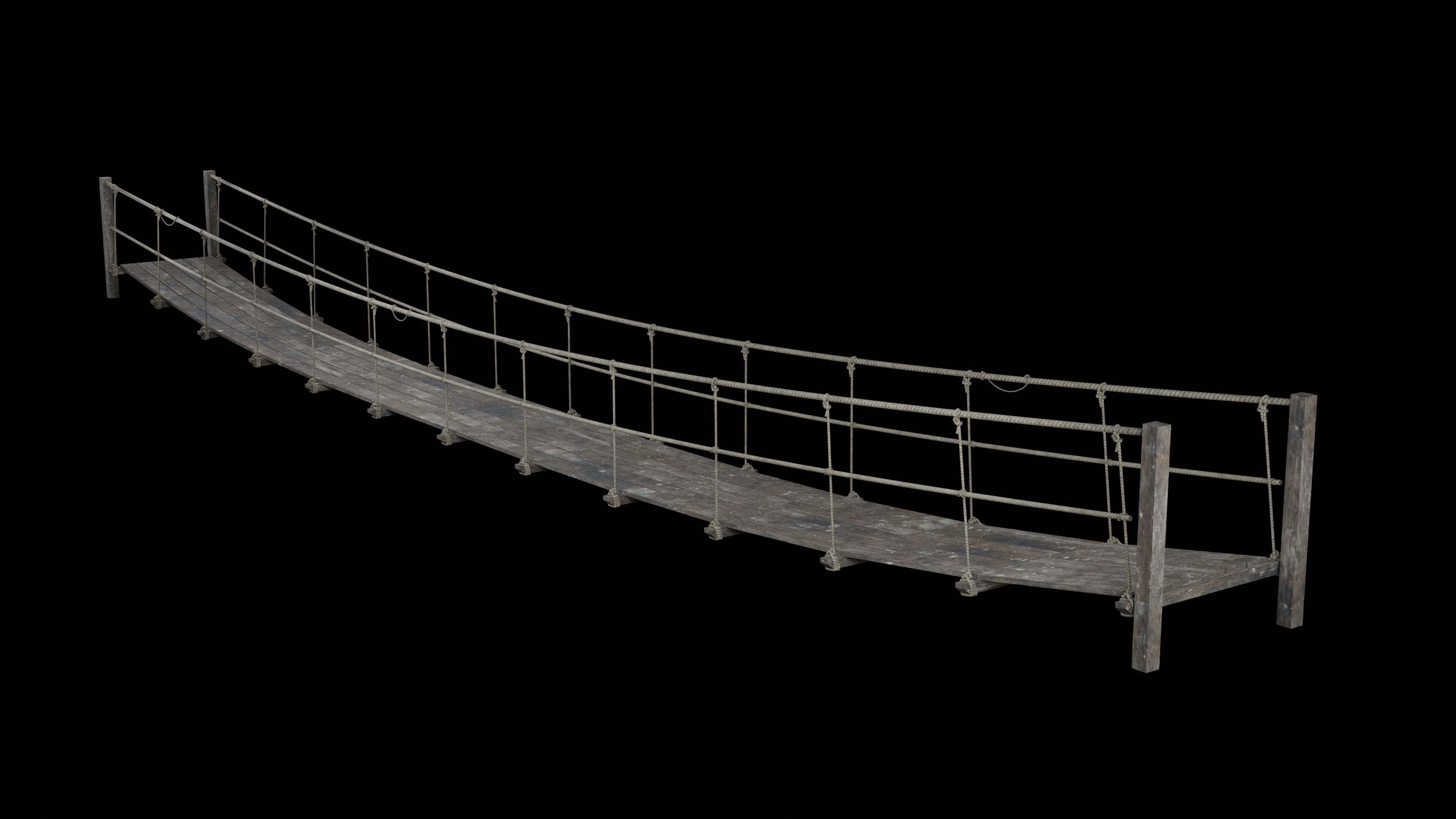 ROPE BRIDGE JUNGLE TRACK PIER HANGING PLATFORM COLLECTION Low-poly 3D model_7