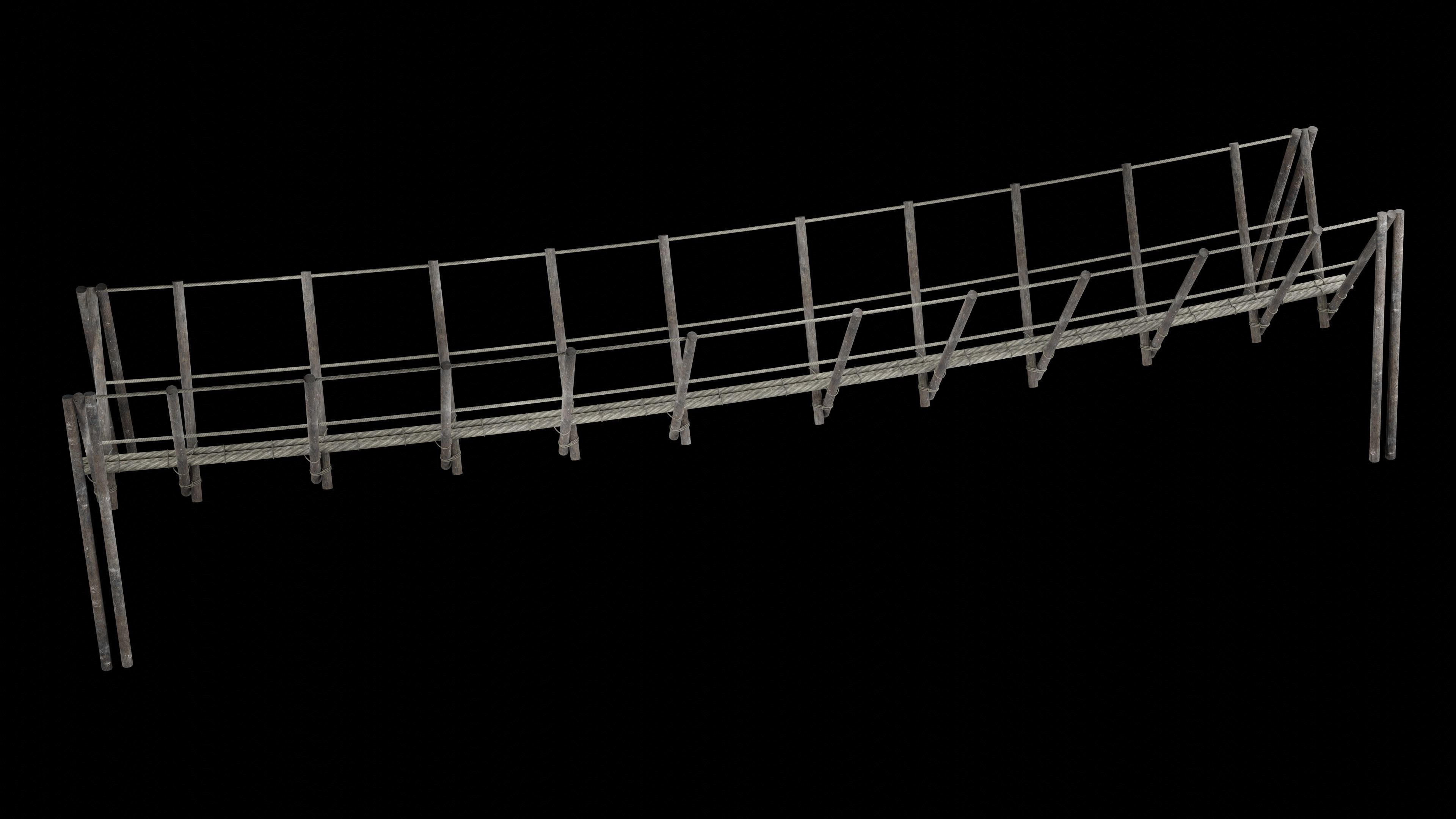 ROPE BRIDGE JUNGLE TRACK PIER HANGING PLATFORM COLLECTION Low-poly 3D model_23