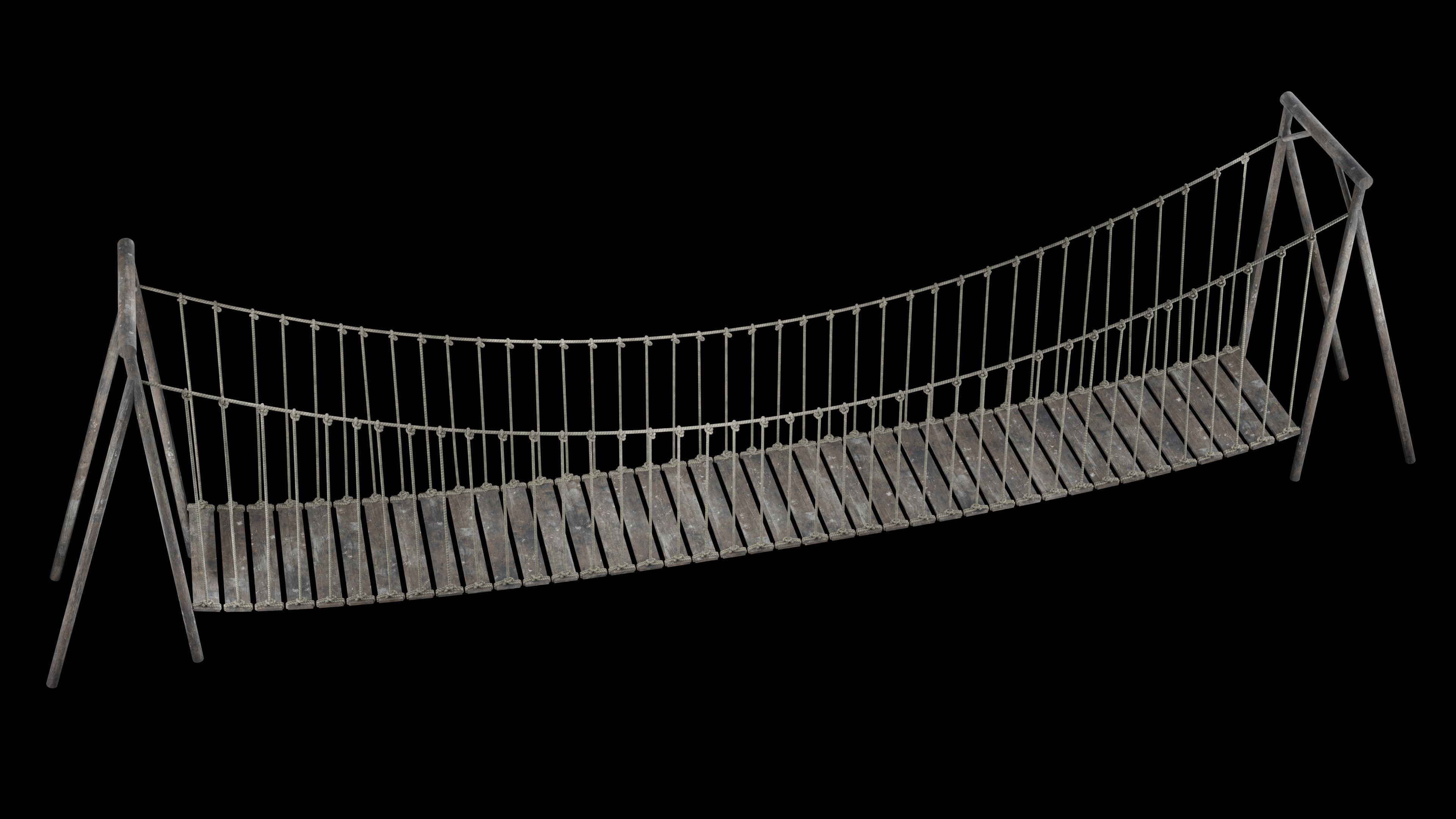 ROPE BRIDGE JUNGLE TRACK PIER HANGING PLATFORM COLLECTION Low-poly 3D model_27