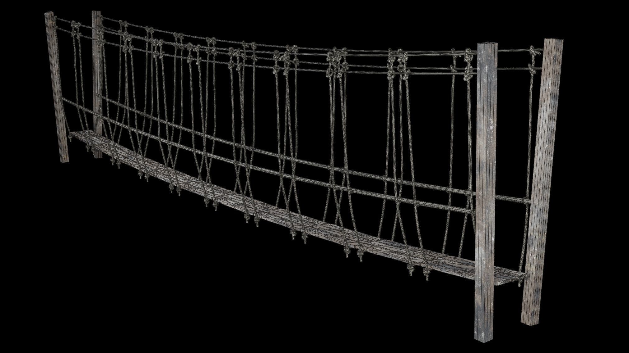 ROPE BRIDGE JUNGLE TRACK PIER HANGING PLATFORM COLLECTION Low-poly 3D model_31