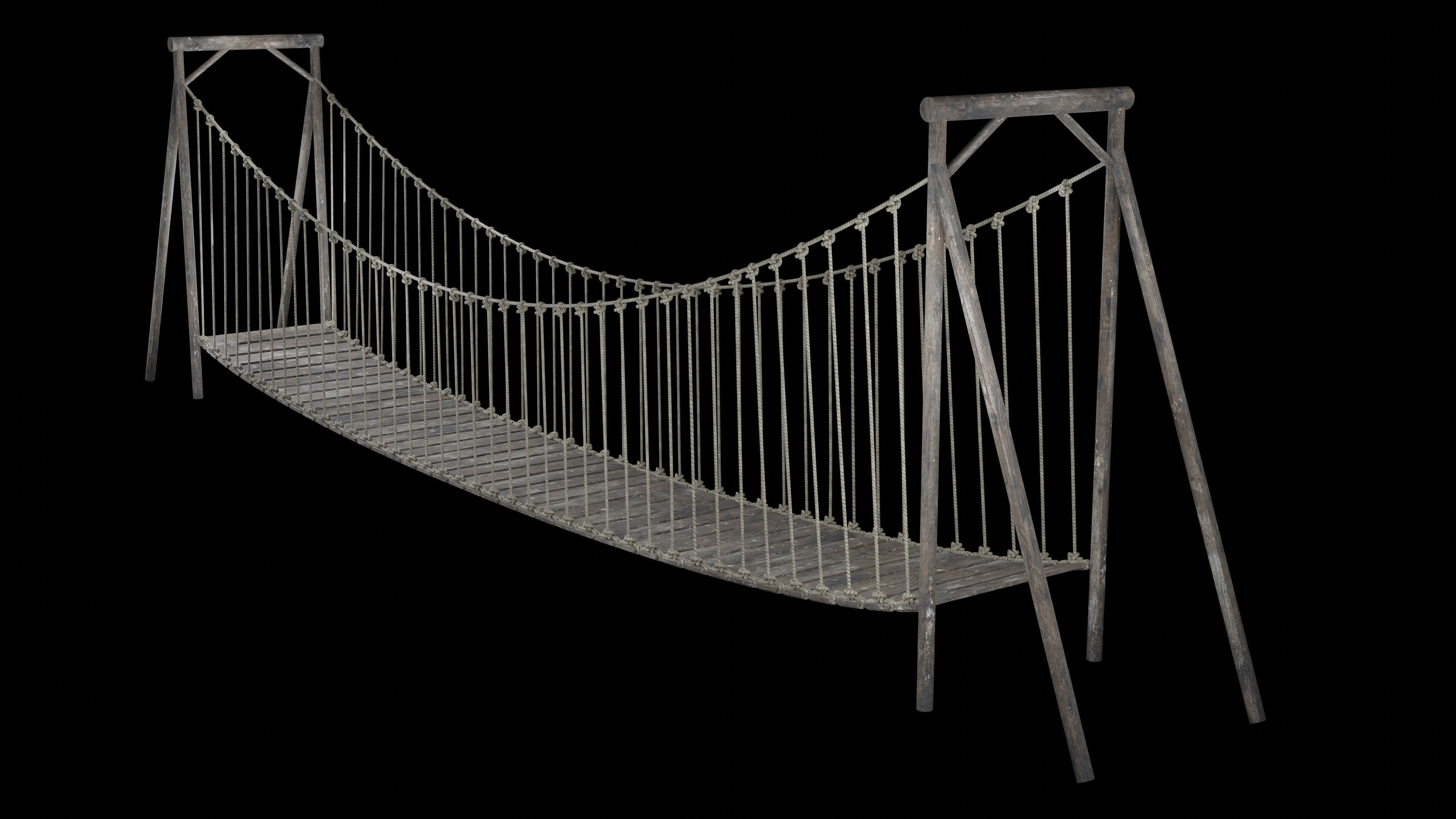 ROPE BRIDGE JUNGLE TRACK PIER HANGING PLATFORM COLLECTION Low-poly 3D model_9