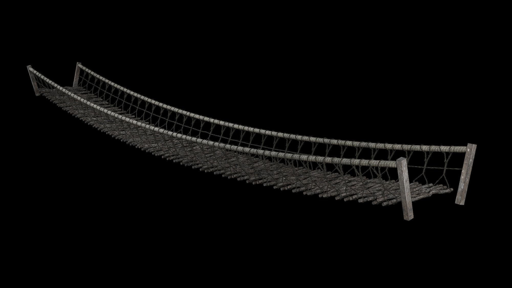 ROPE BRIDGE JUNGLE TRACK PIER HANGING PLATFORM COLLECTION Low-poly 3D model_29