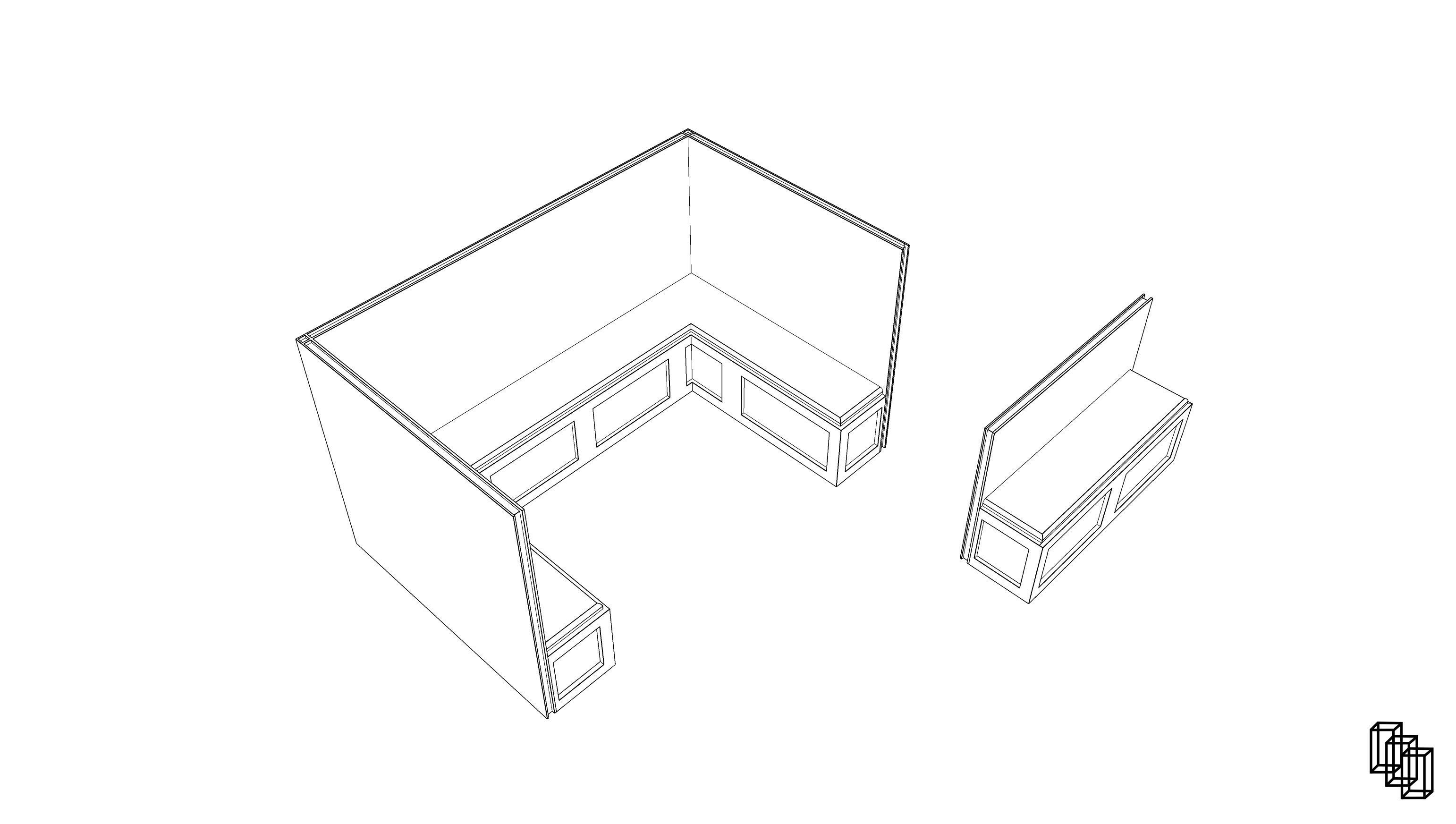 Seating Nook Low-poly 3D model_5