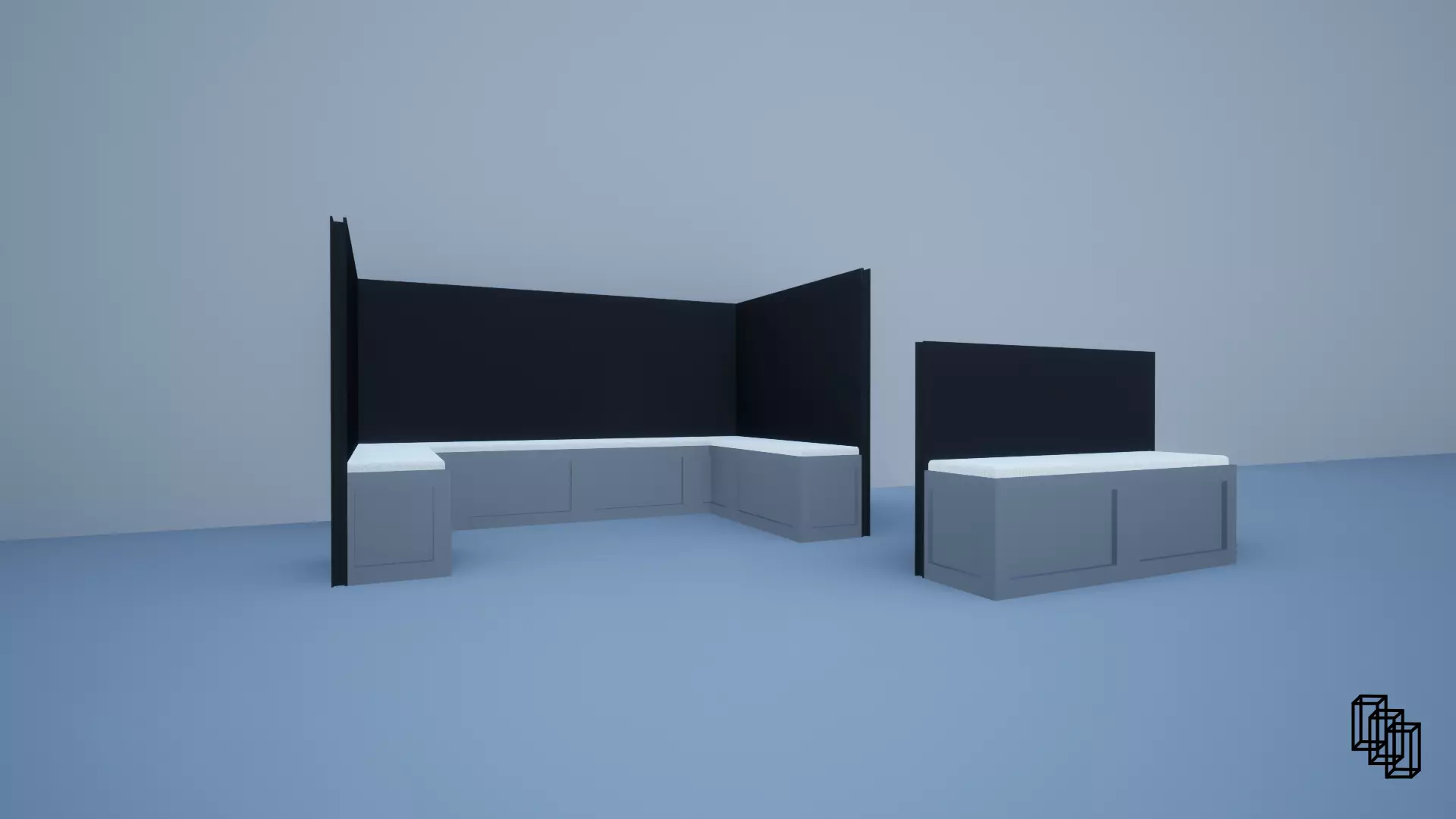 Seating Nook Low-poly 3D model_0