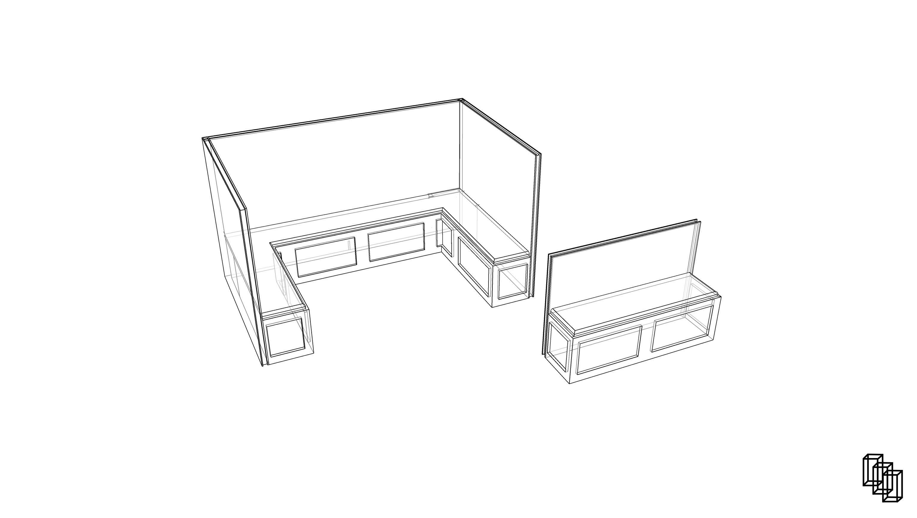 Seating Nook Low-poly 3D model_9