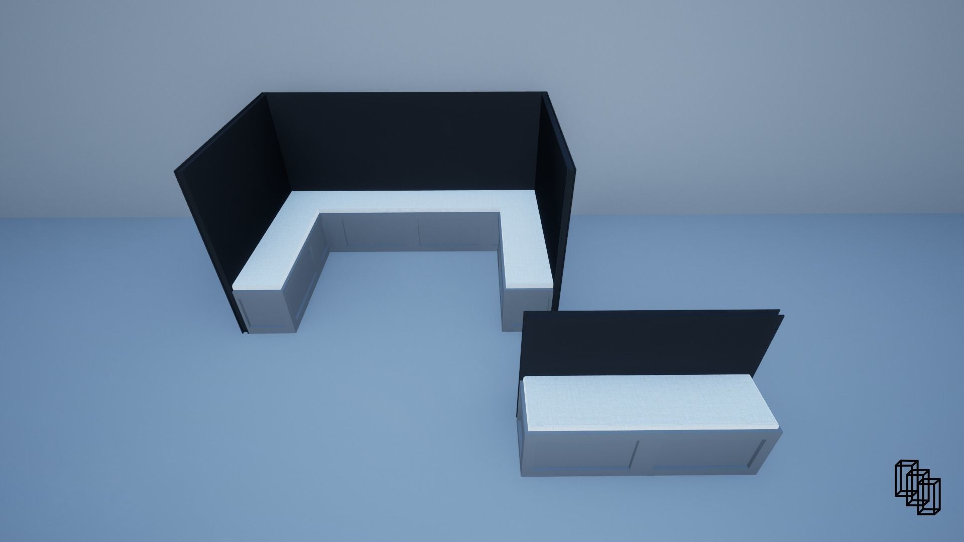 Seating Nook Low-poly 3D model_2