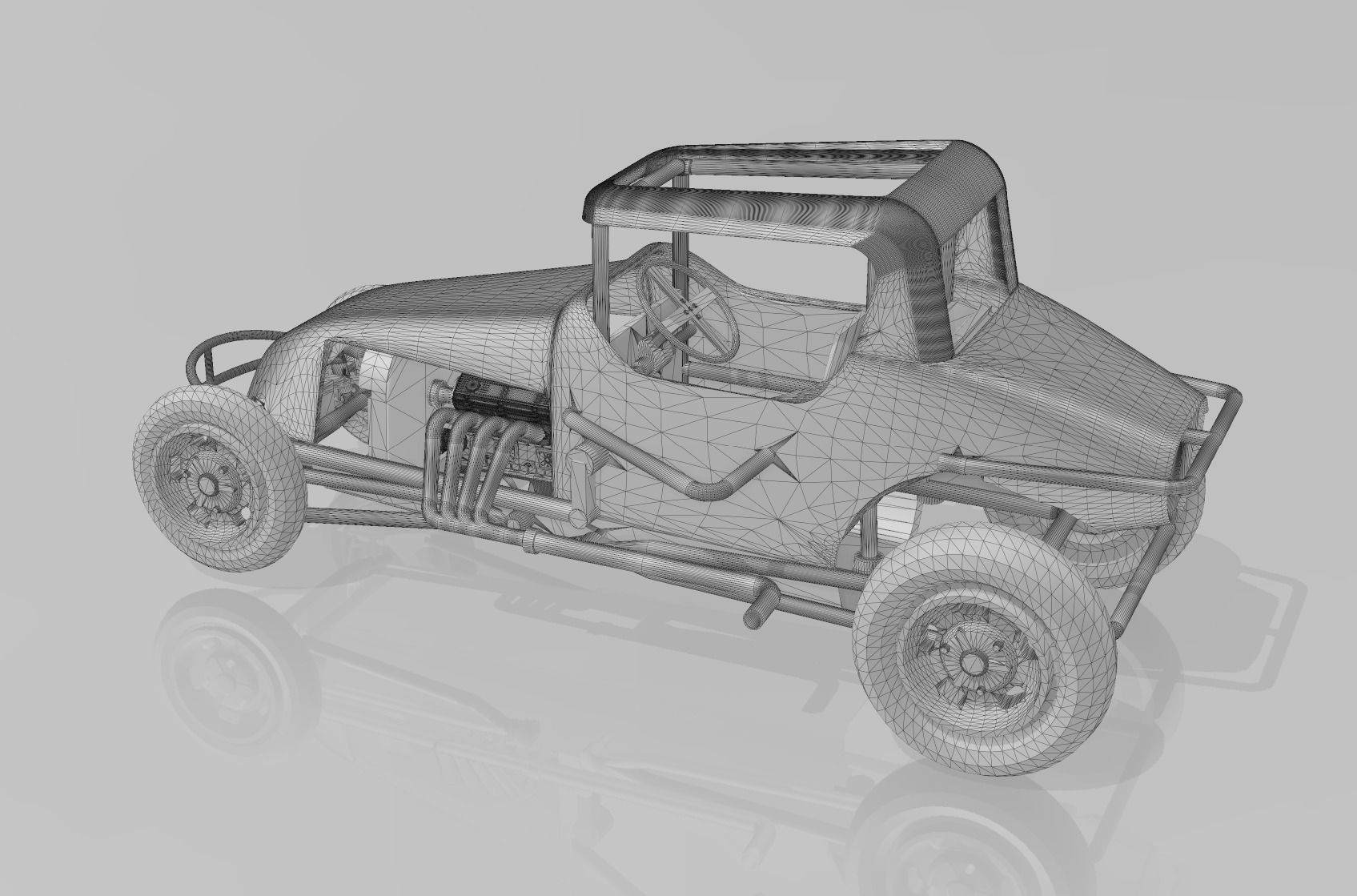 Super modified dirt track racer ready to print 3D print model_7