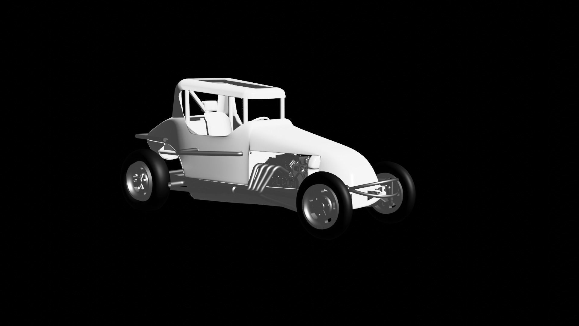 Super modified dirt track racer ready to print 3D print model_2