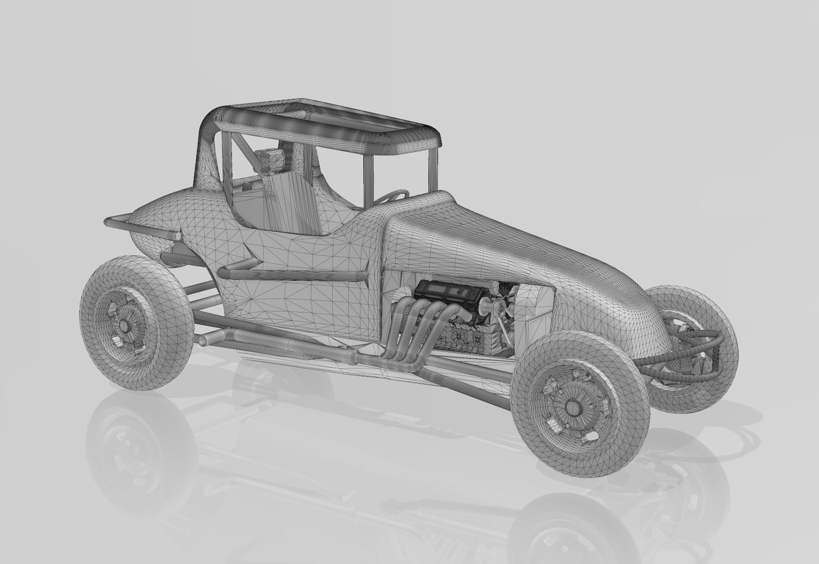 Super modified dirt track racer ready to print 3D print model_5