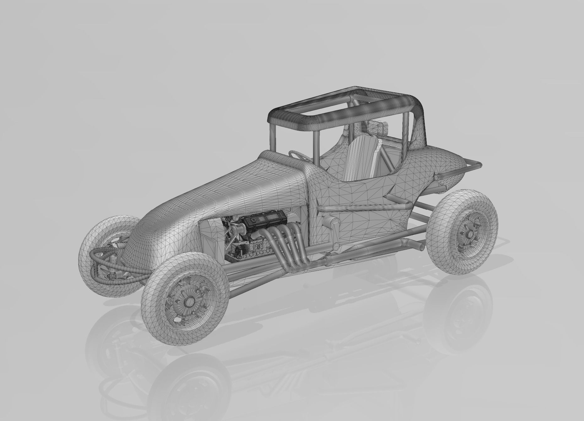 Super modified dirt track racer ready to print 3D print model_8