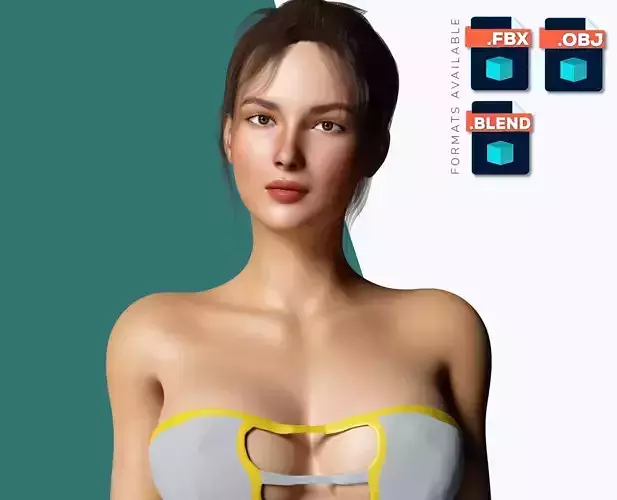 Beautiful Woman in Bikini  Low-poly 3D model