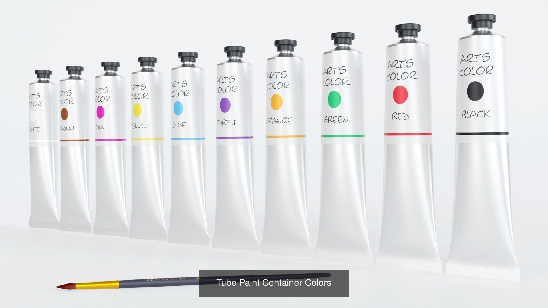 Pack 6 Paint Containers Colors 3D Model Collection_1