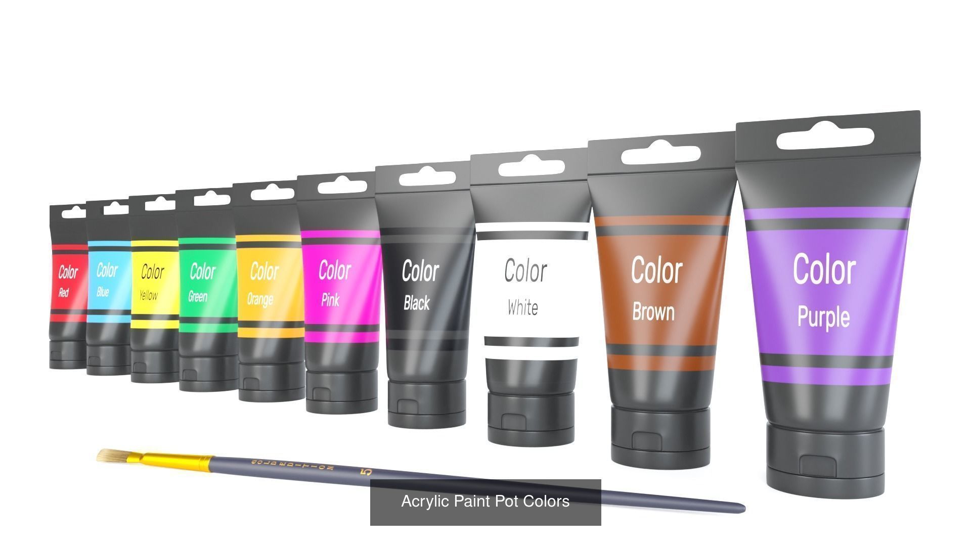 Pack 6 Paint Containers Colors 3D Model Collection_6