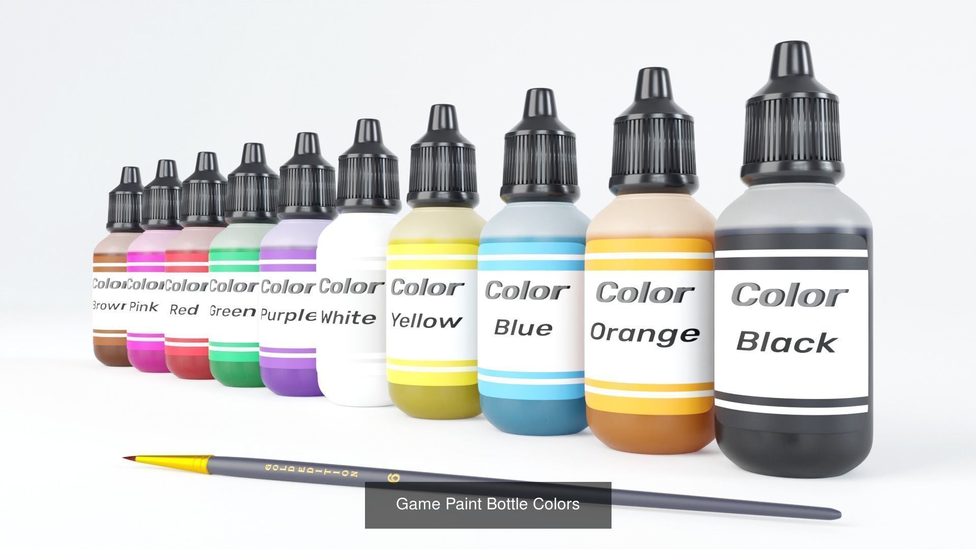 Pack 6 Paint Containers Colors 3D Model Collection_5