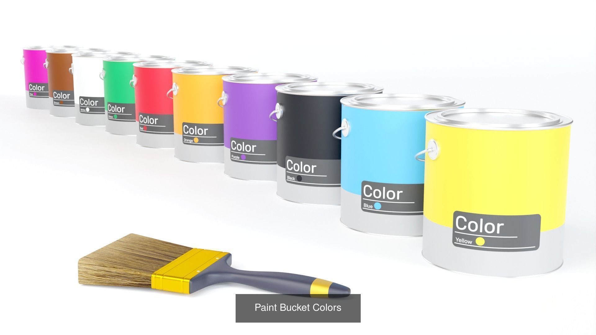 Pack 6 Paint Containers Colors 3D Model Collection_3