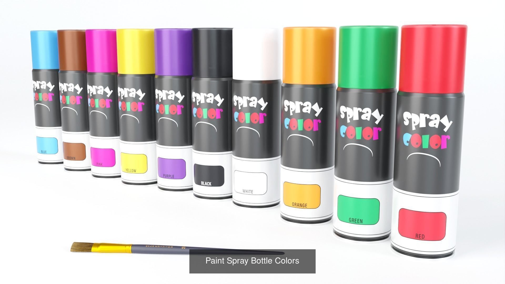 Pack 6 Paint Containers Colors 3D Model Collection_2