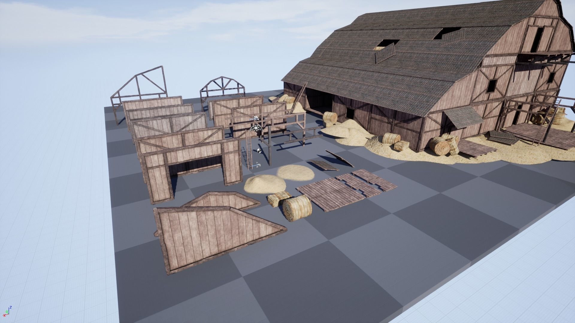 Modular Western Barn 30 Assets Low-poly 3D model_11