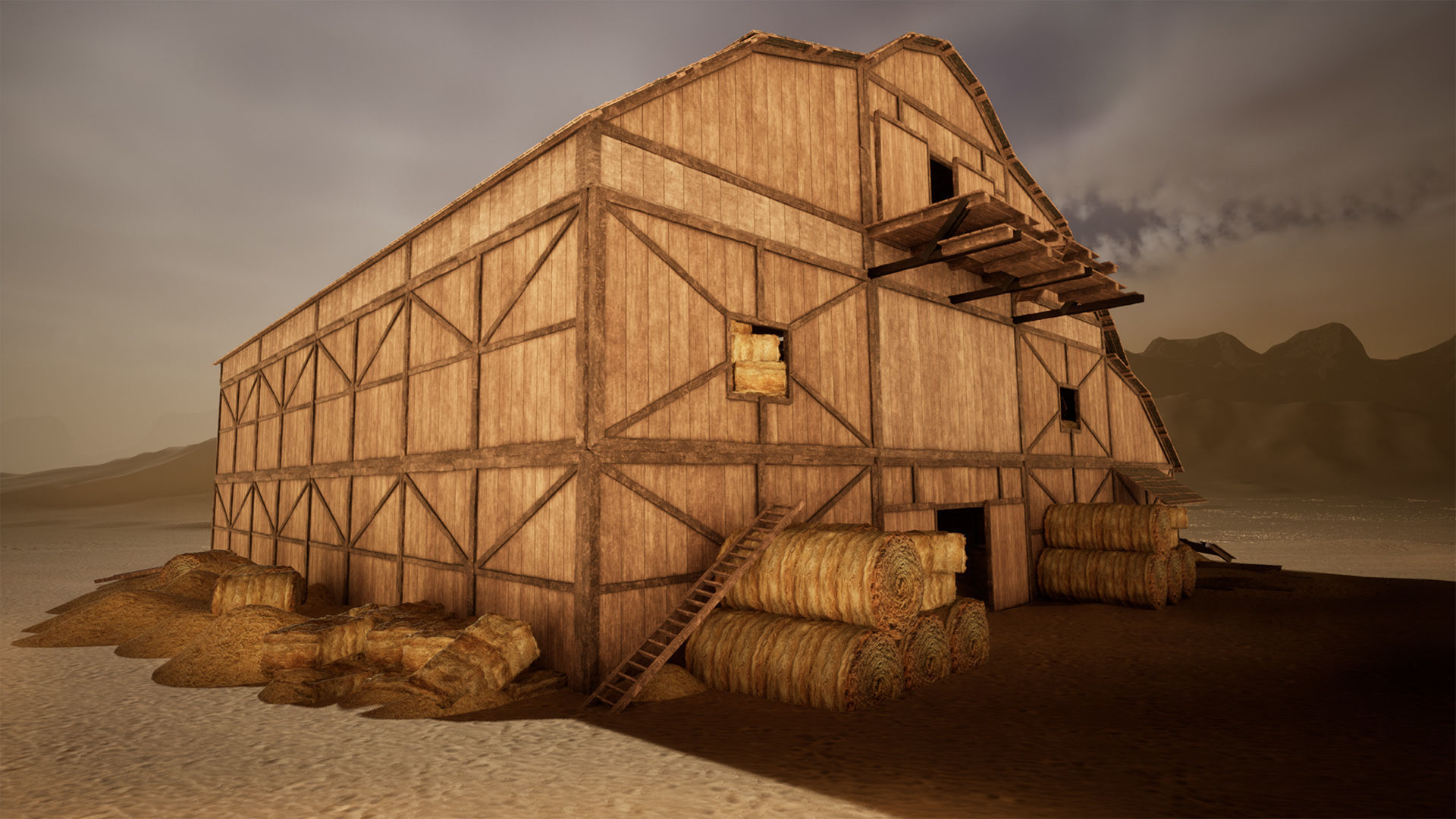 Modular Western Barn 30 Assets Low-poly 3D model_2