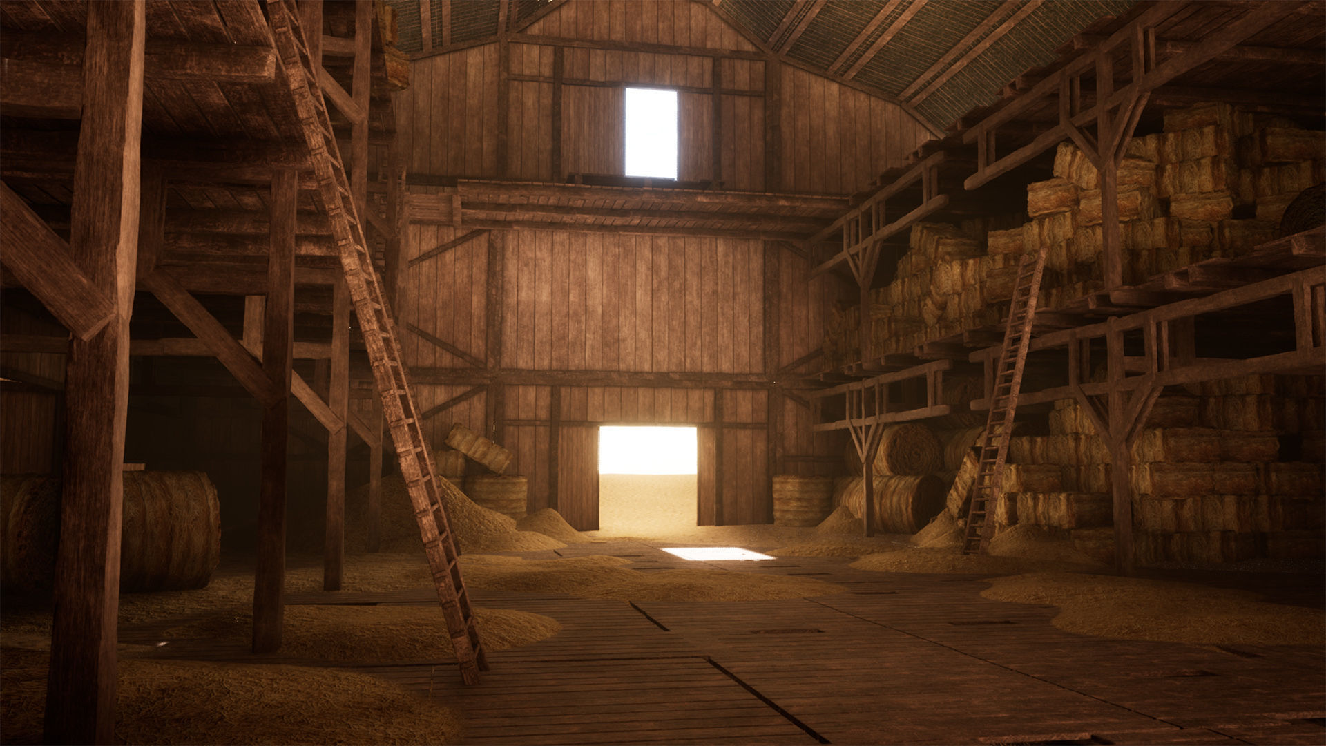 Modular Western Barn 30 Assets Low-poly 3D model_9