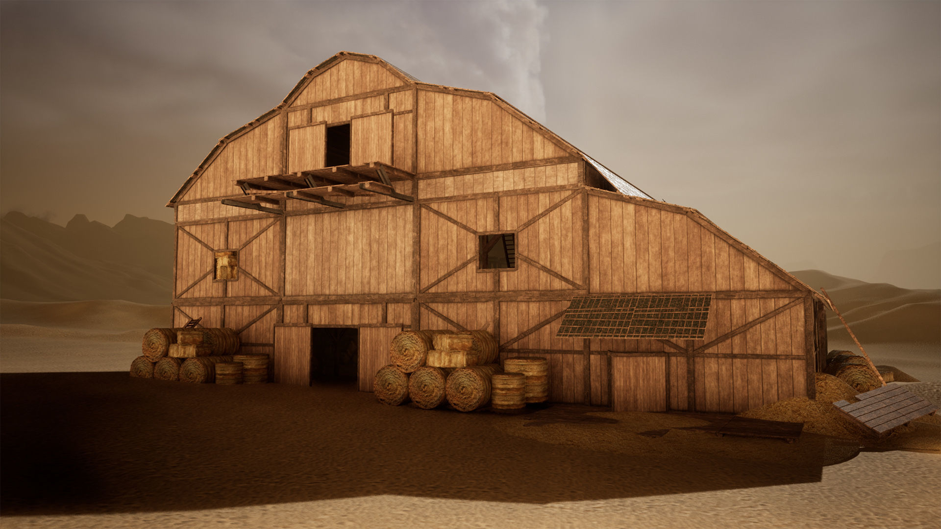 Modular Western Barn 30 Assets Low-poly 3D model_5