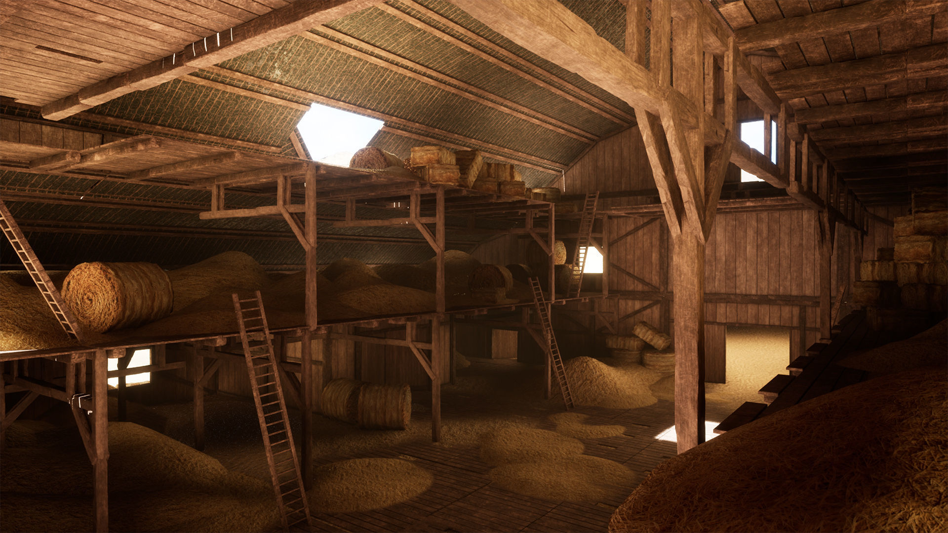 Modular Western Barn 30 Assets Low-poly 3D model_7