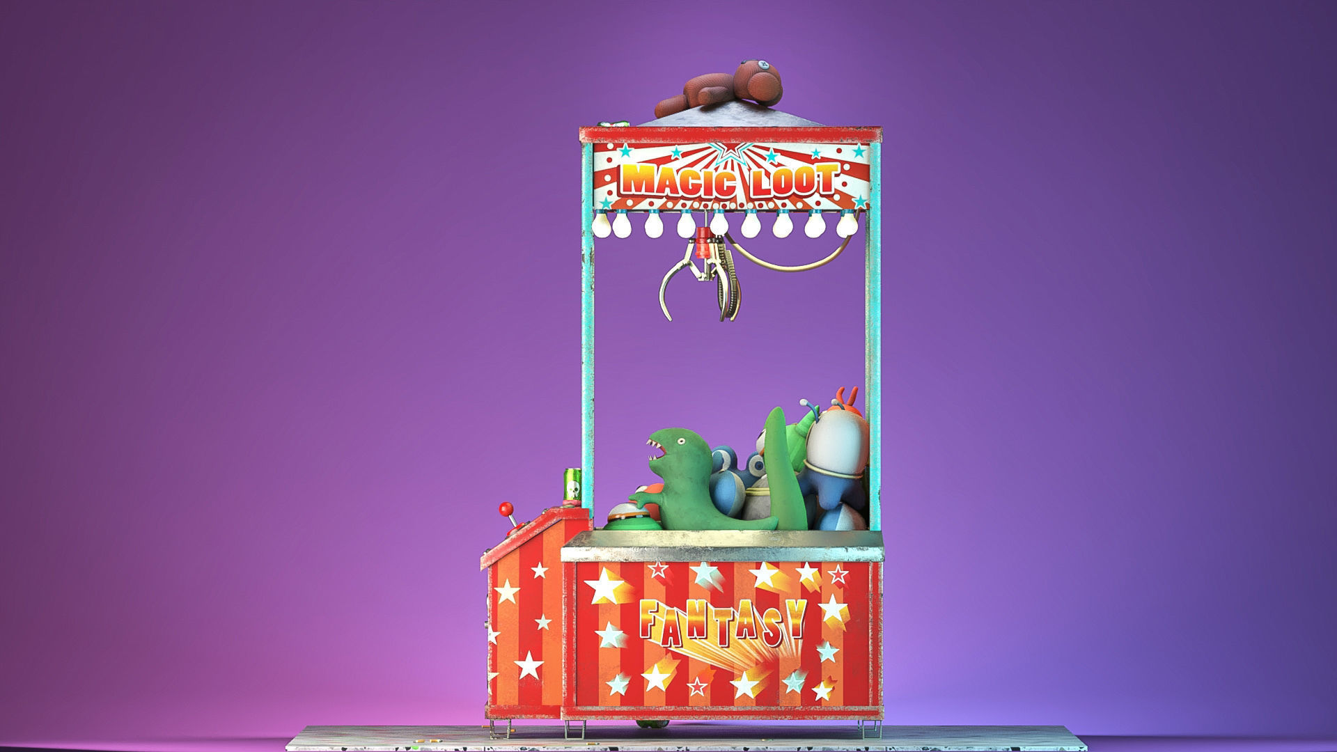 Teddies claw machine Low-poly 3D model_14