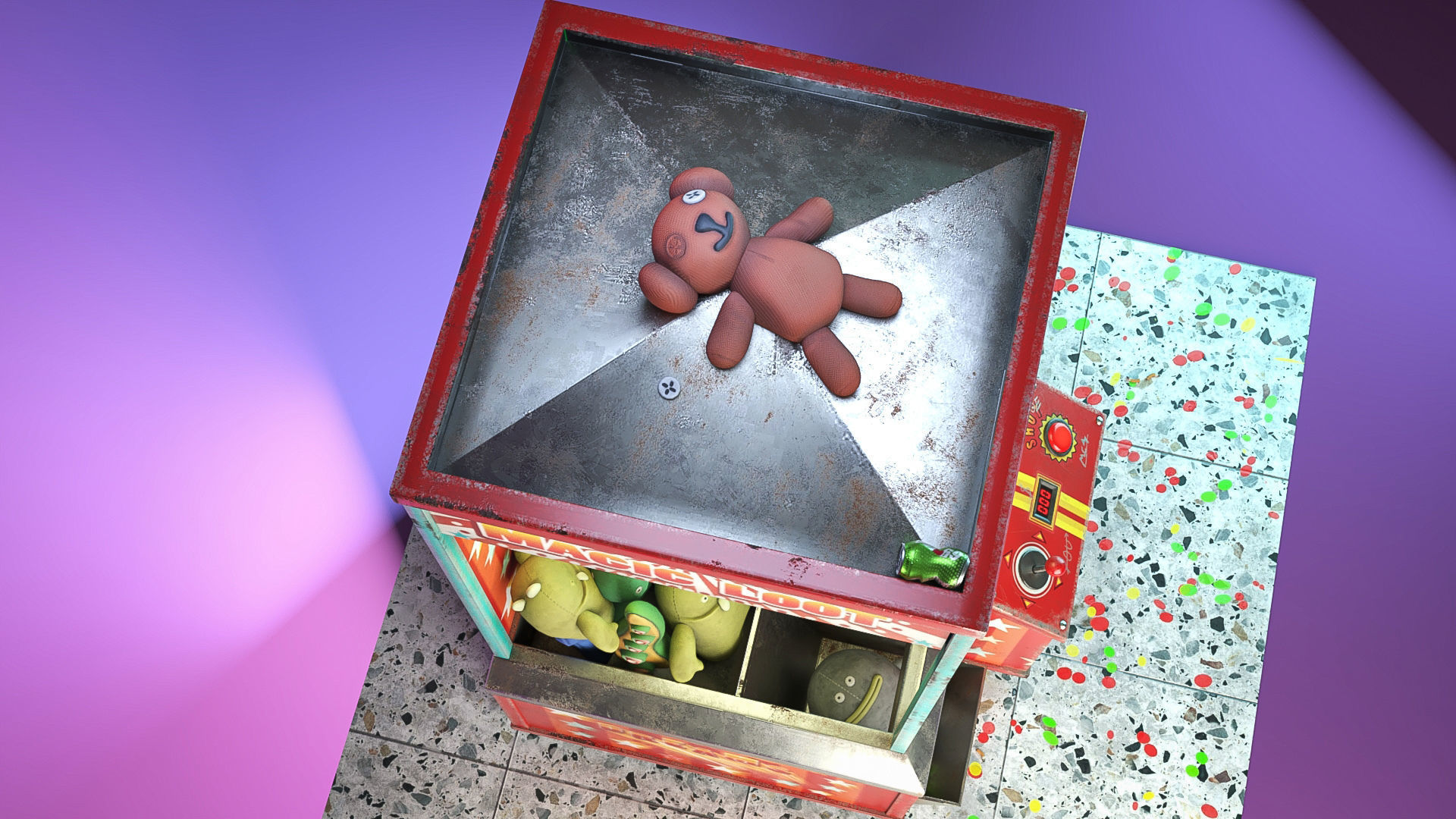 Teddies claw machine Low-poly 3D model_2