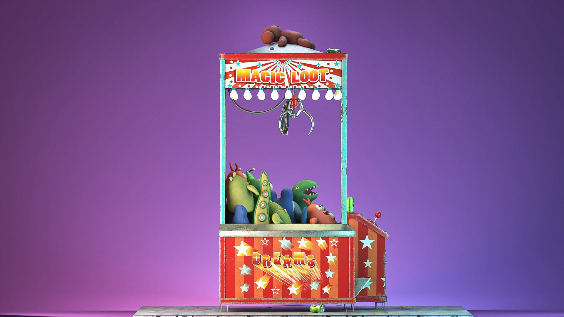 Teddies claw machine Low-poly 3D model_10