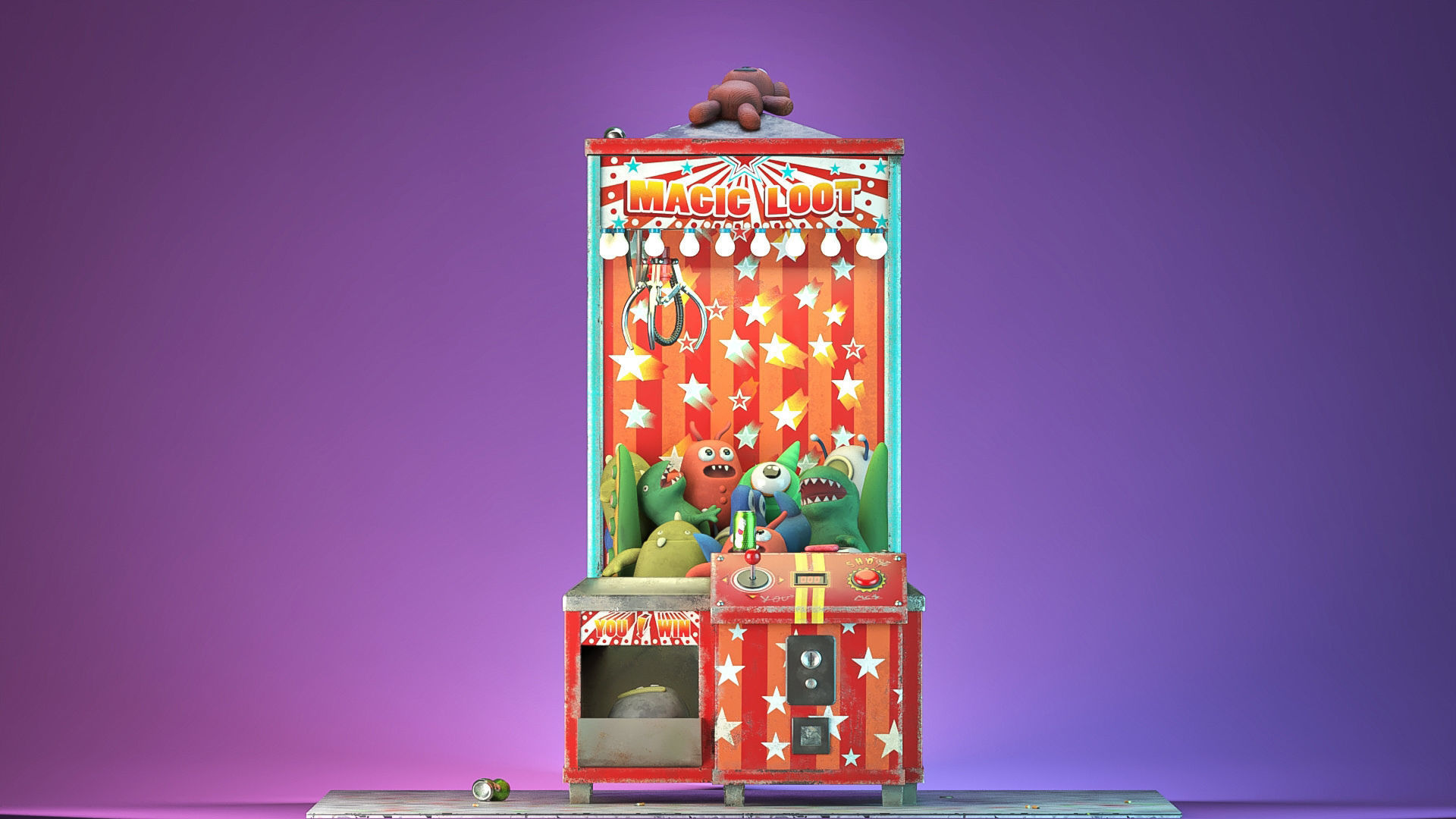 Teddies claw machine Low-poly 3D model_8