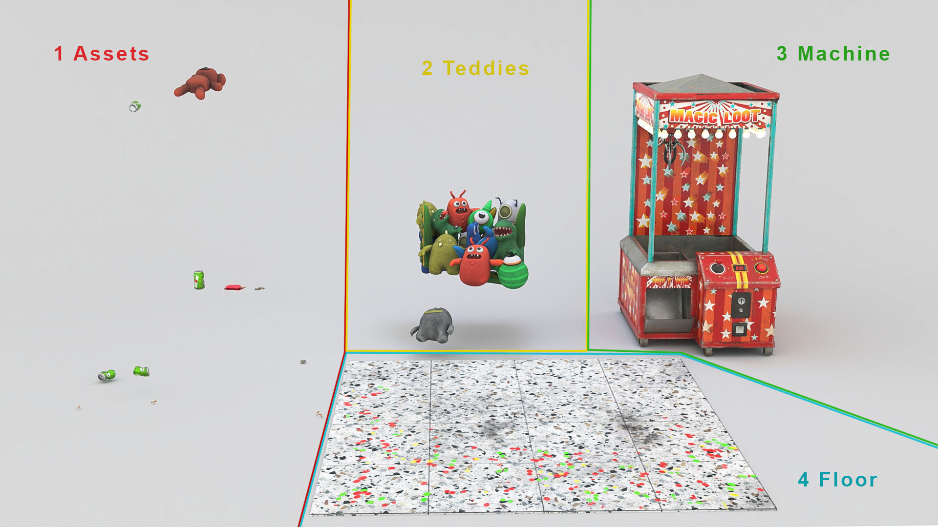 Teddies claw machine Low-poly 3D model_16