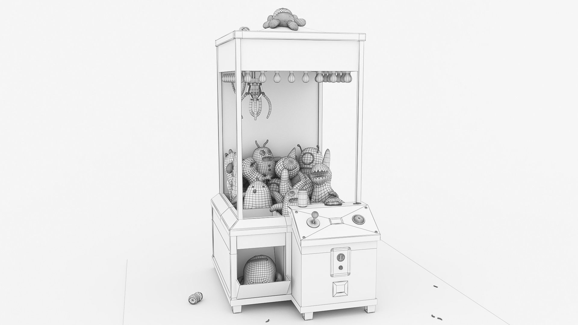 Teddies claw machine Low-poly 3D model_1