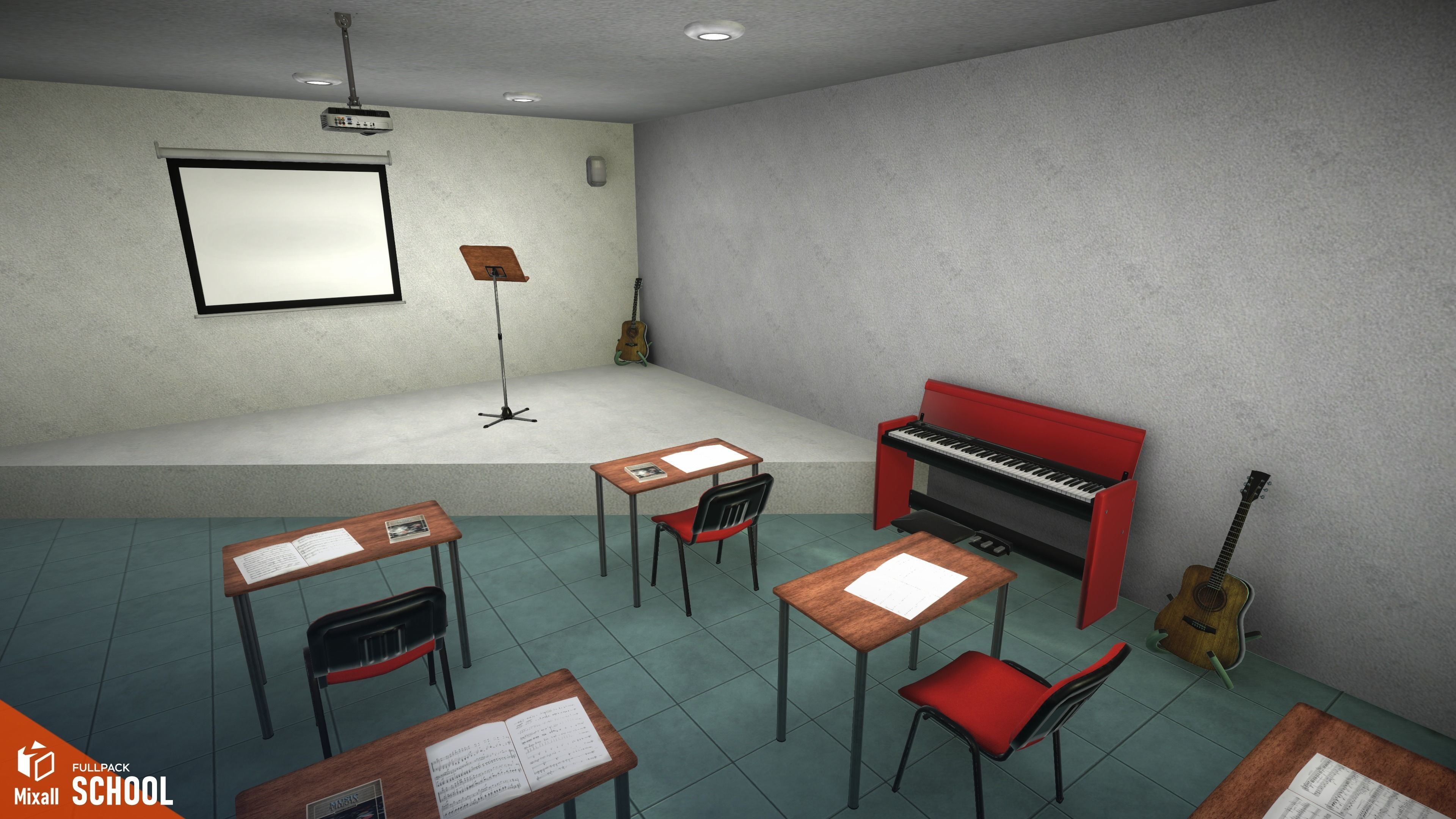 School - full pack Low-poly 3D model_7