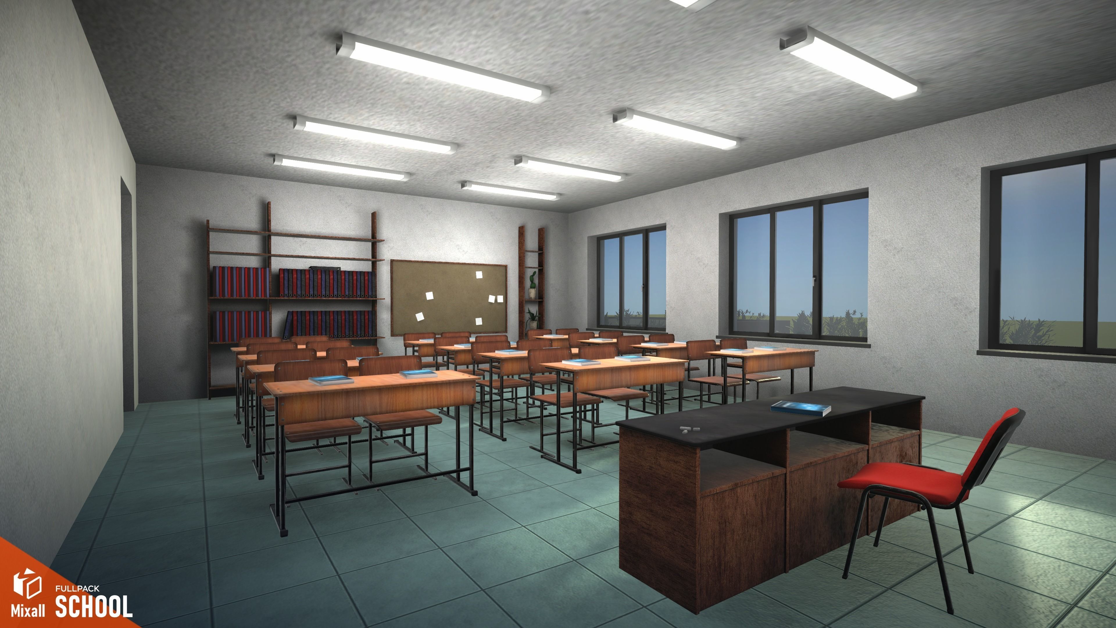 School - full pack Low-poly 3D model_16