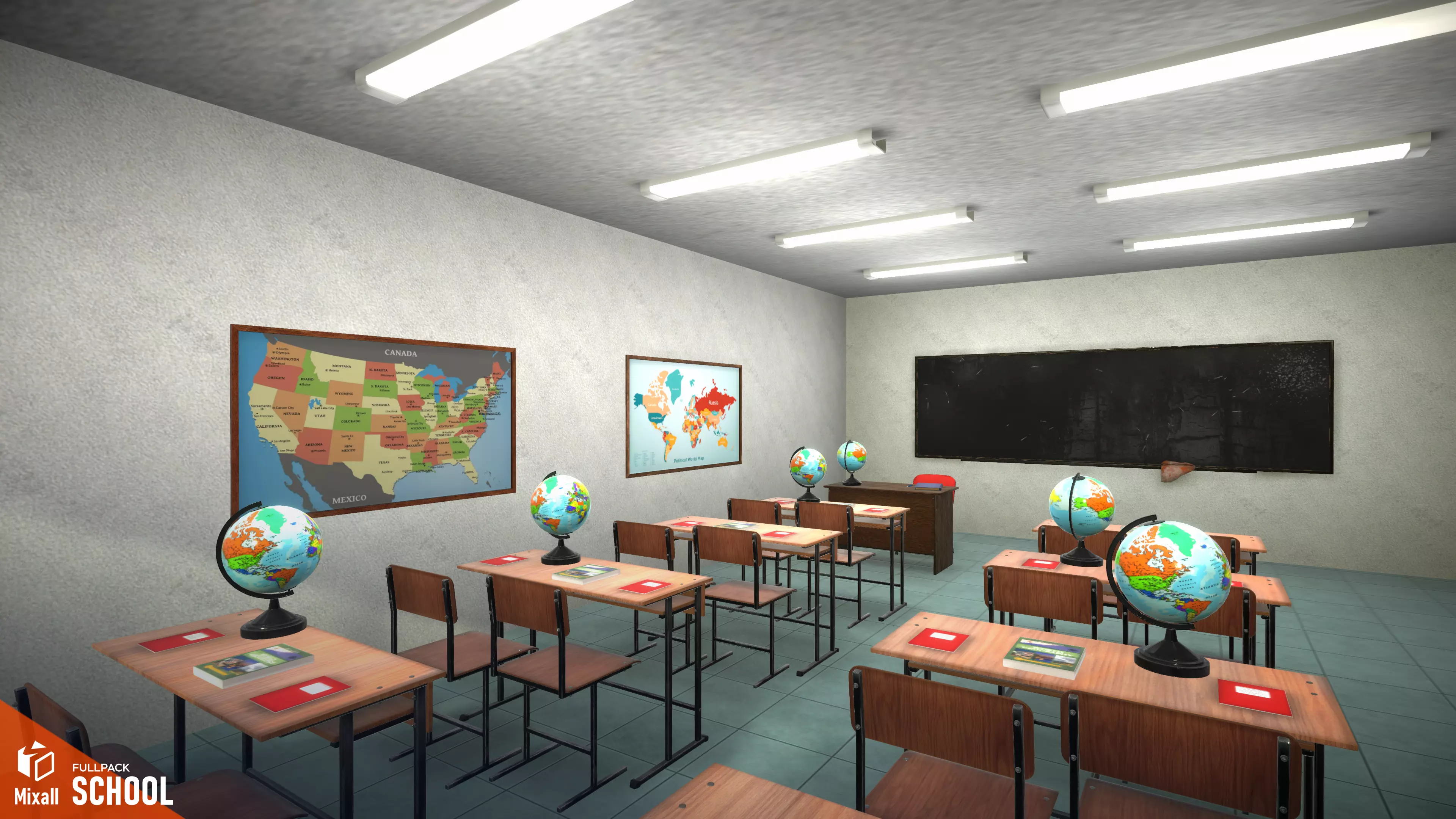 School - full pack Low-poly 3D model_0