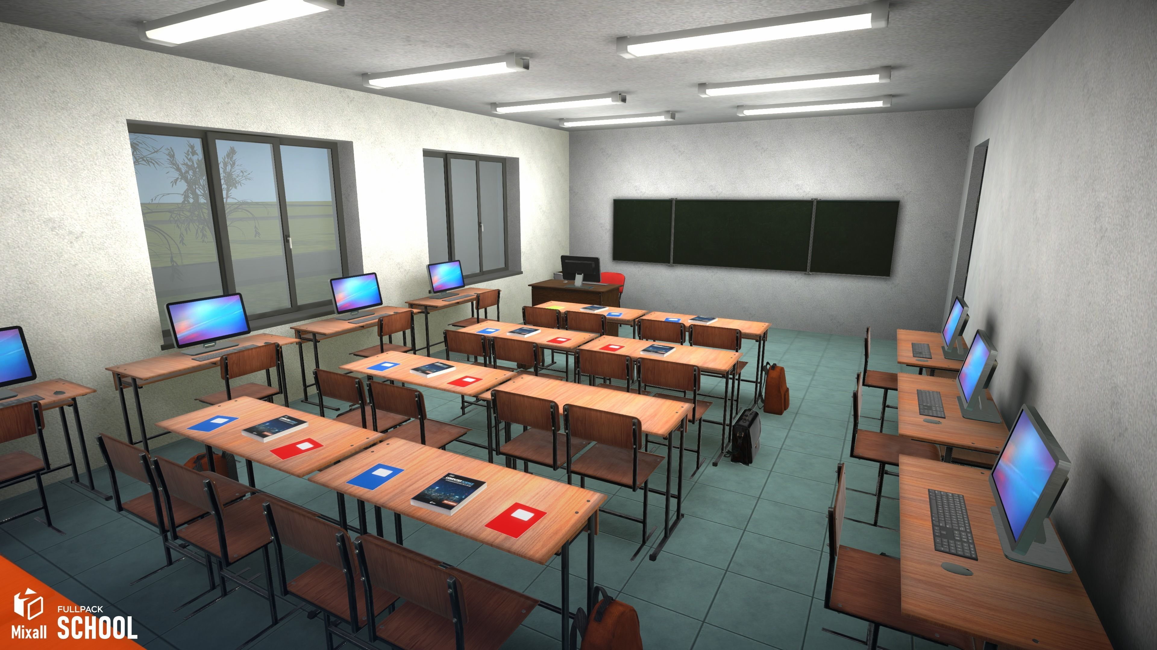 School - full pack Low-poly 3D model_9