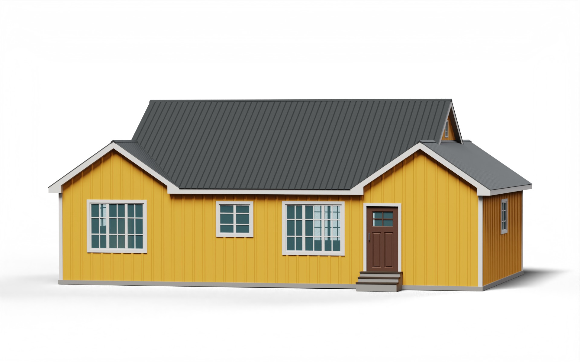 Classic American Country House with Garage Low-poly 3D model_1