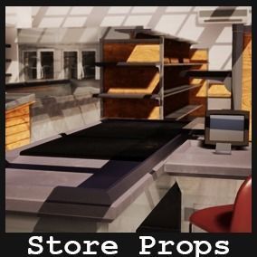 Store Props 21 Assets Low-poly 3D model_1